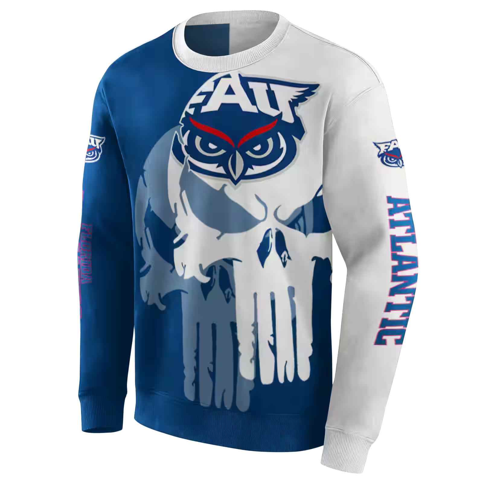 florida atlantic owls graphic punisher blue white hoodie new arrival