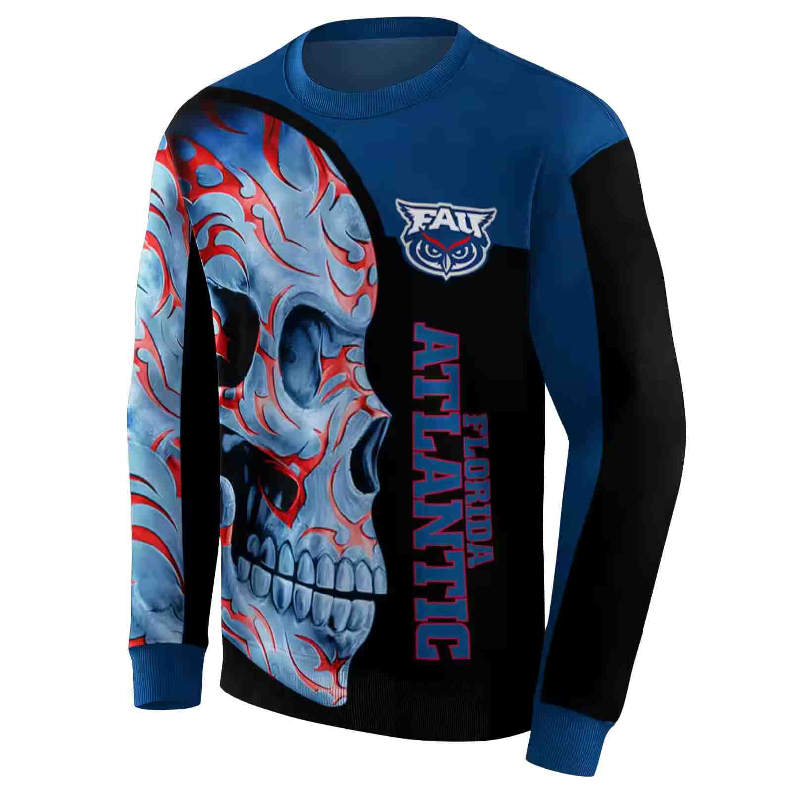 florida atlantic owls skull motif blue black hoodie new arrival