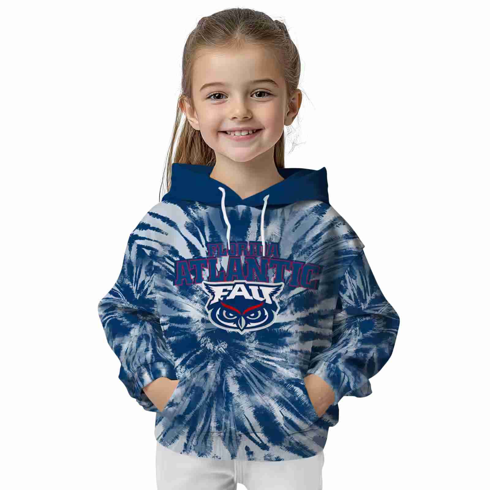 florida atlantic owls tie dye pattern blue hoodie top rated