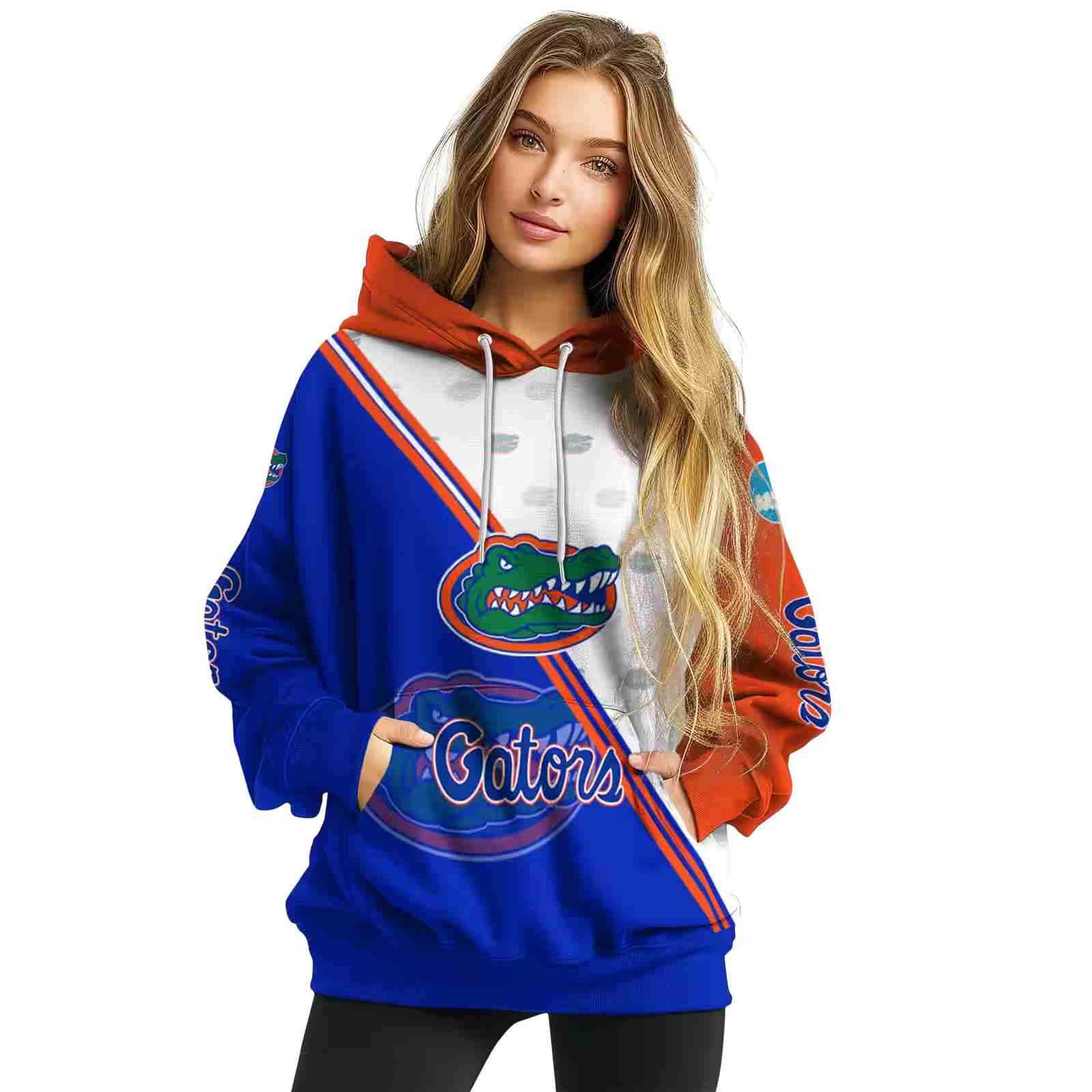 florida gators diagonal stripe blue white hoodie high quality