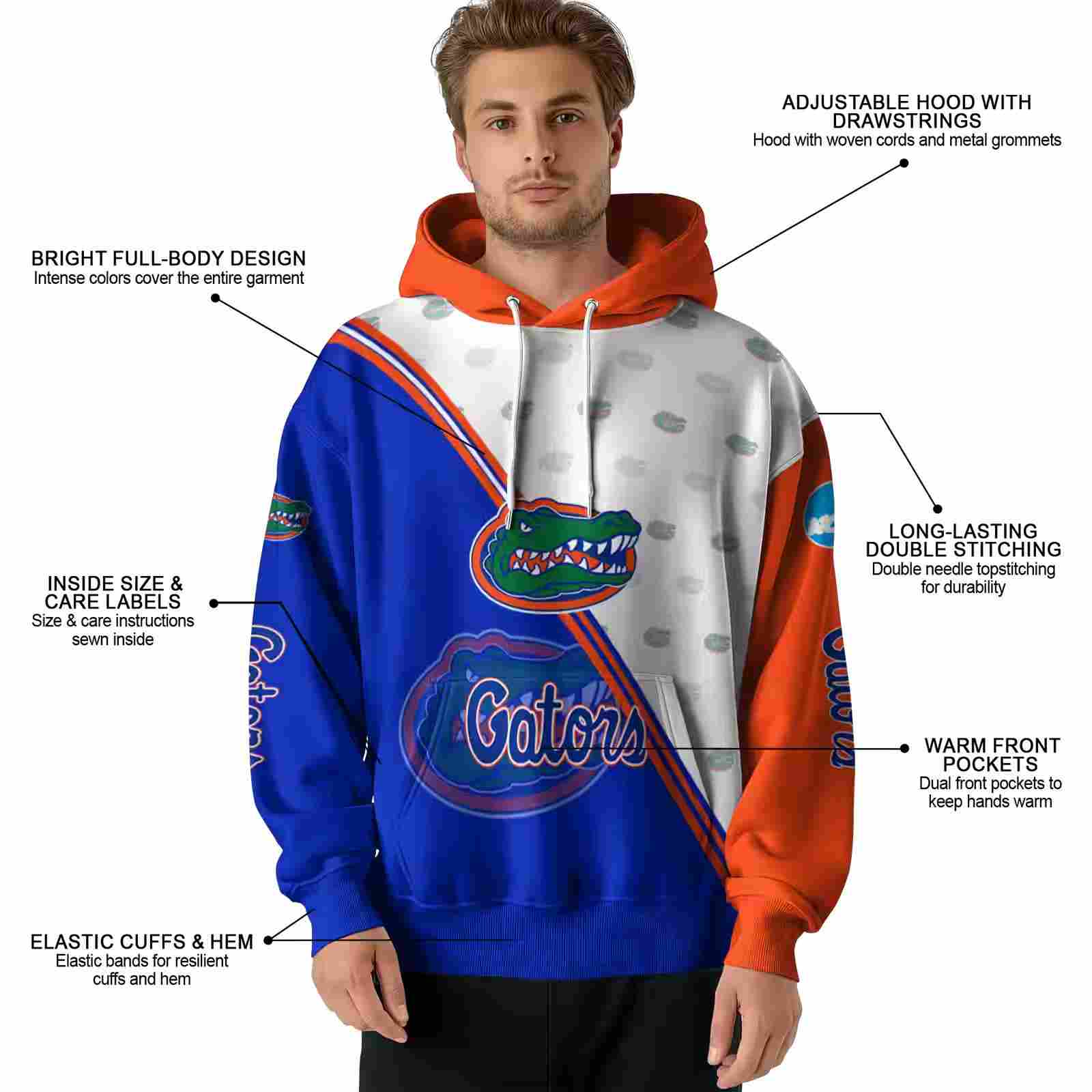 florida gators diagonal stripe blue white hoodie latest model