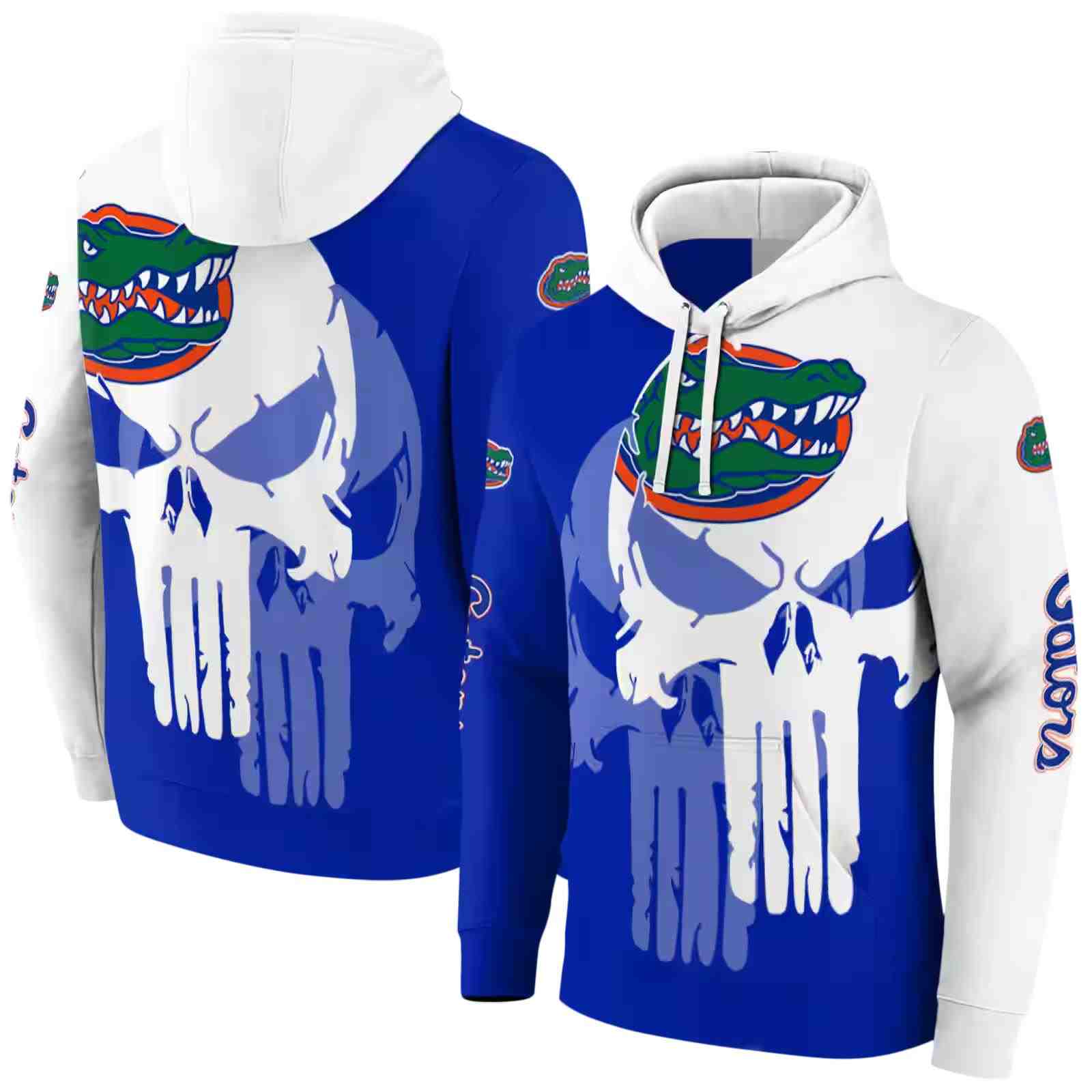 florida gators graphic punisher blue white hoodie fashion forward