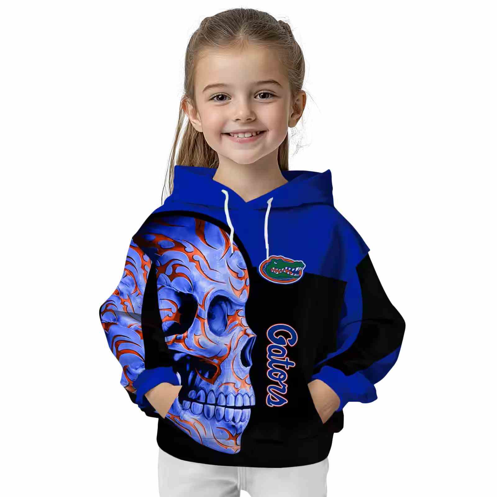 florida gators skull motif blue black hoodie top rated