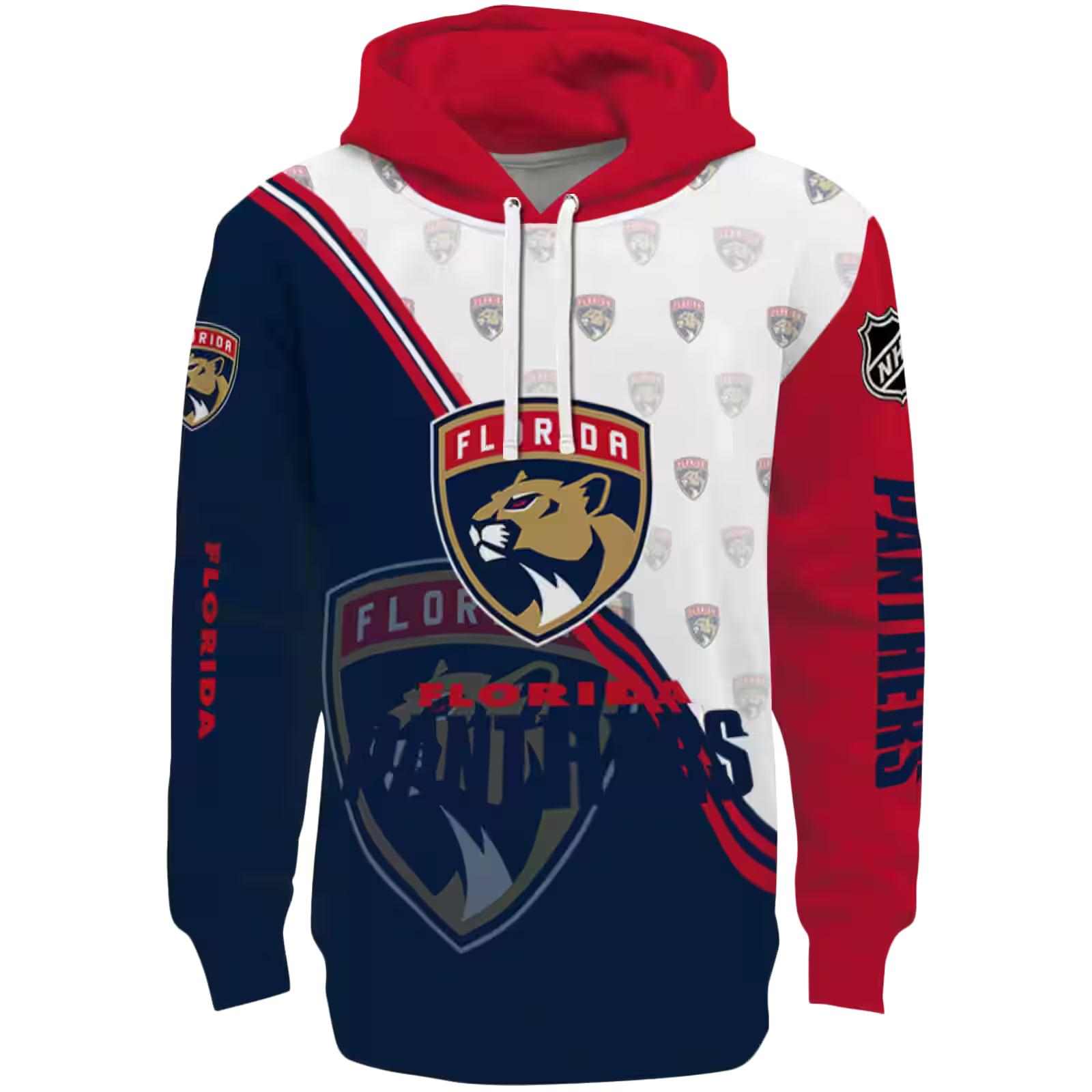 Florida Panthers Diagonal Stripe Red White Hoodie