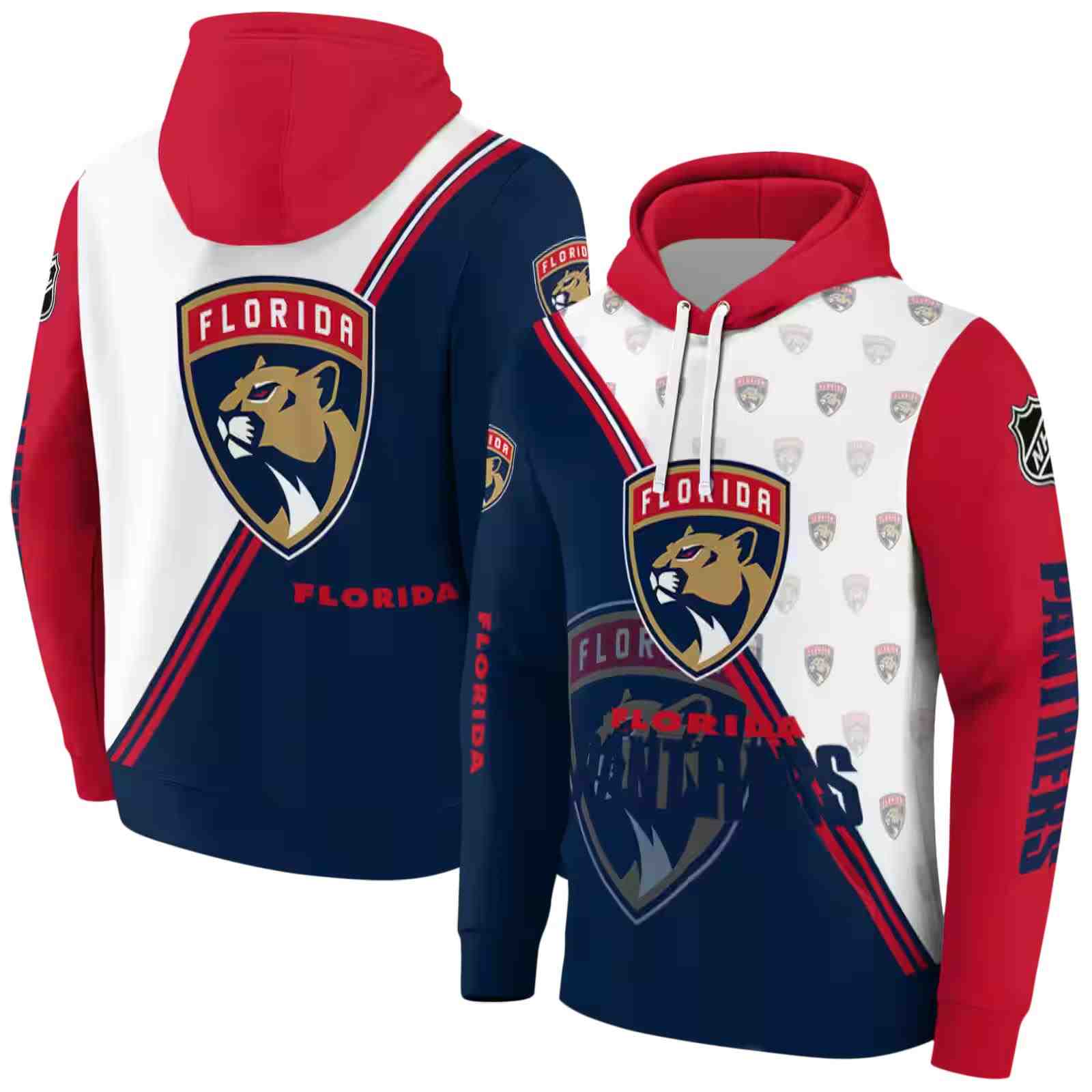 florida panthers diagonal stripe red white hoodie fashion forward