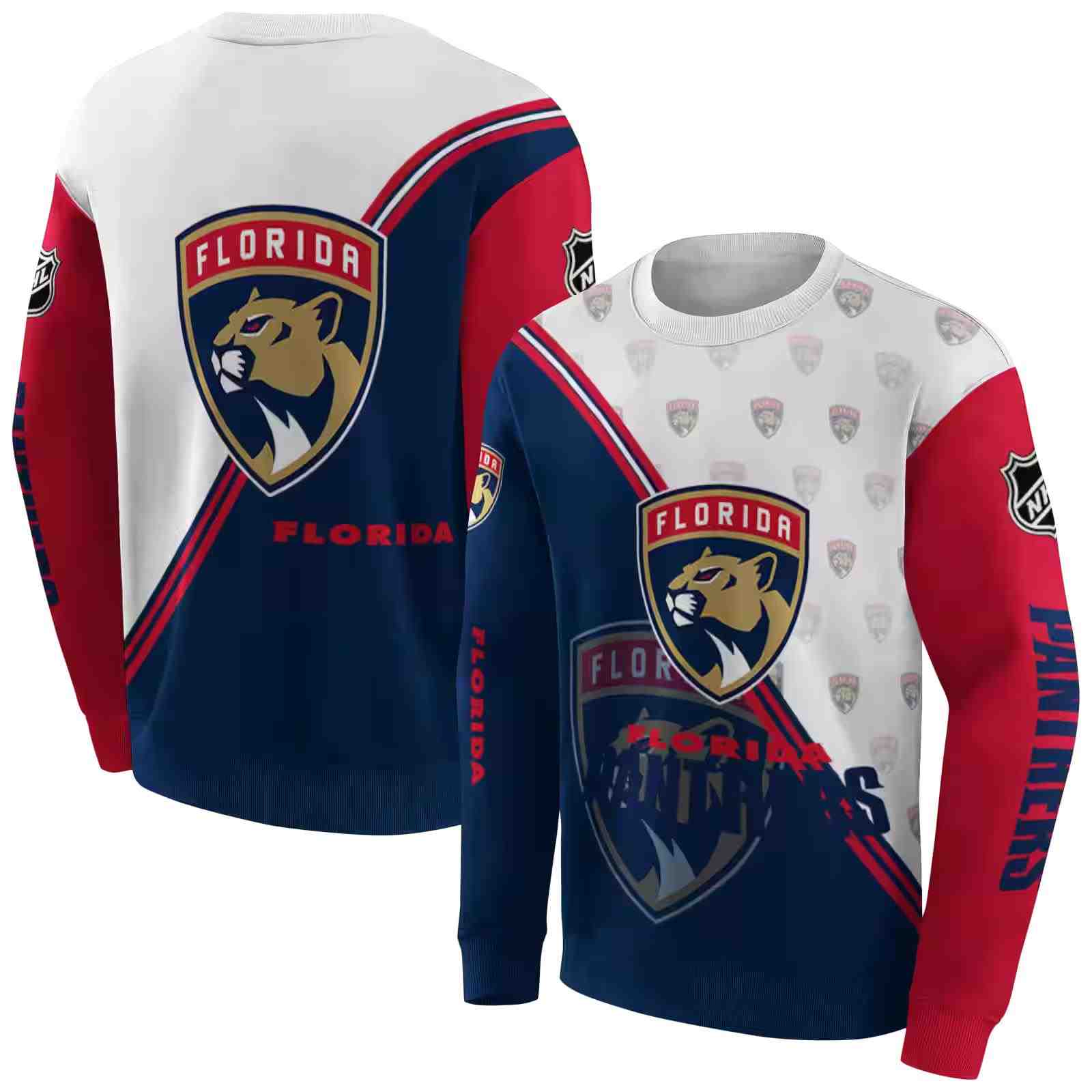 florida panthers diagonal stripe red white hoodie premium grade