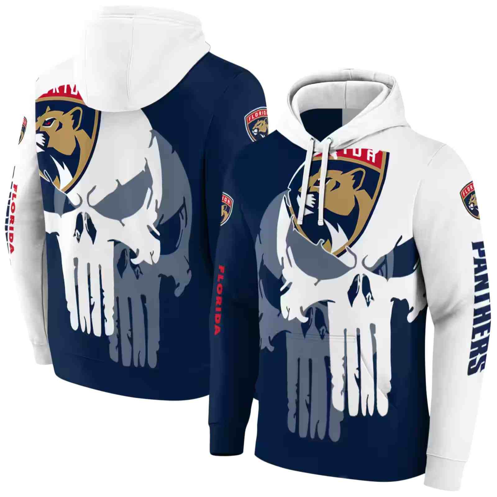 florida panthers graphic punisher red white hoodie fashion forward