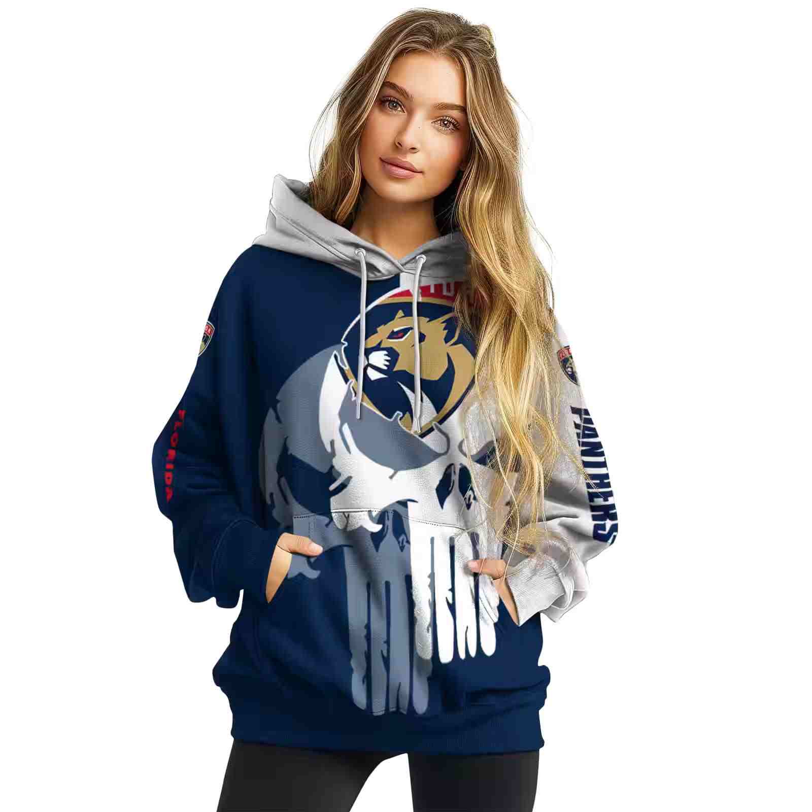 florida panthers graphic punisher red white hoodie high quality