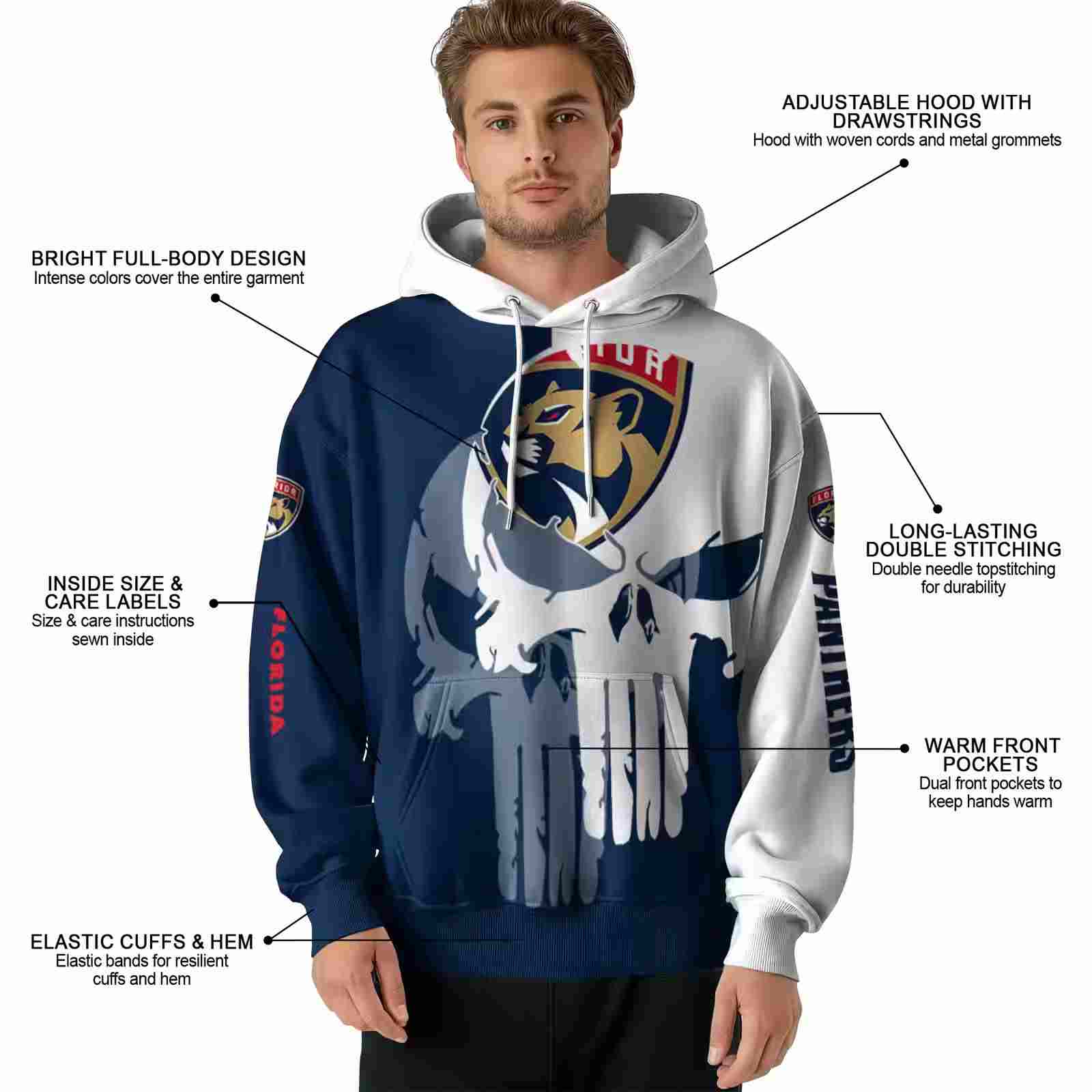 florida panthers graphic punisher red white hoodie latest model