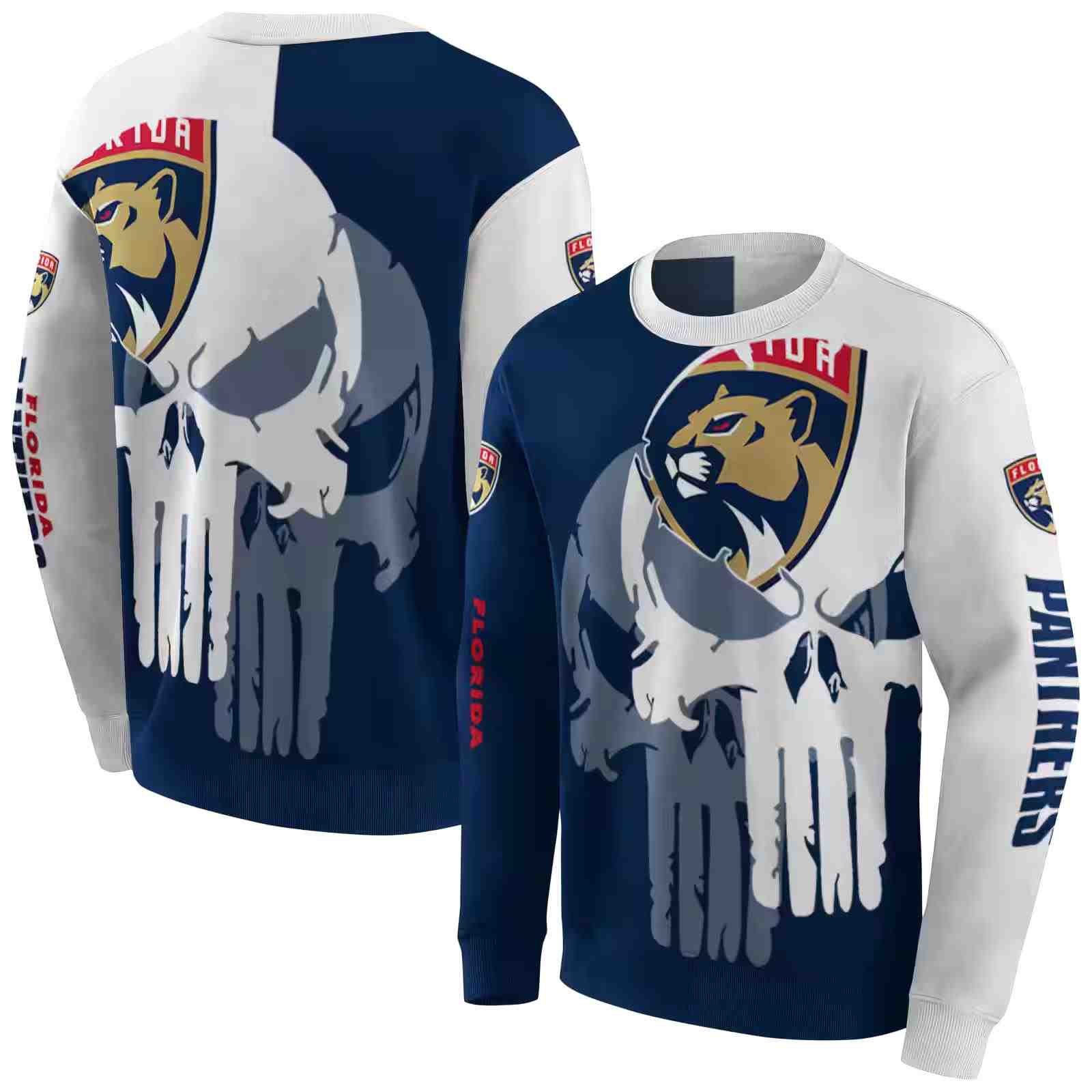 florida panthers graphic punisher red white hoodie premium grade