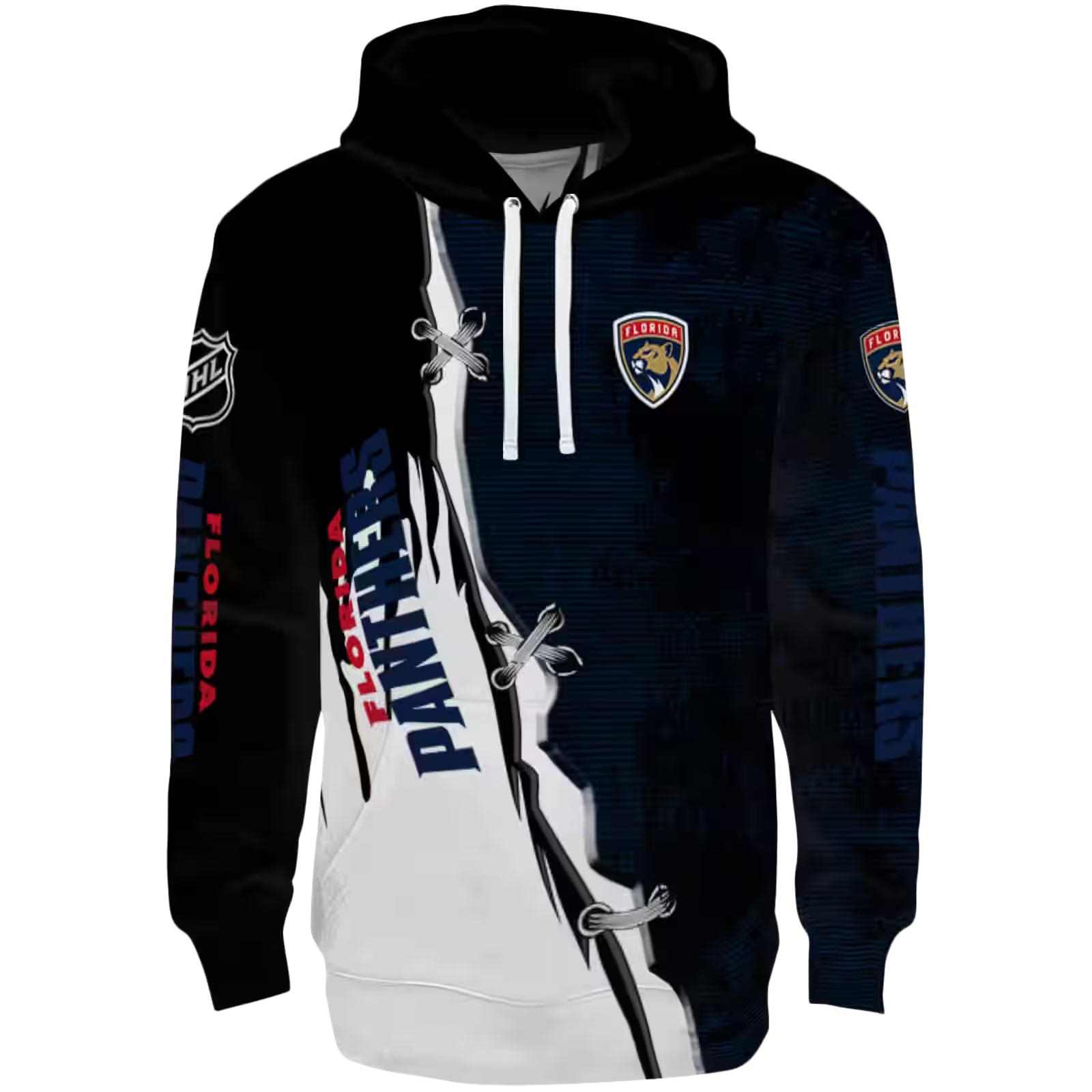 Florida Panthers Ripped Pattern Red Black White Hoodie