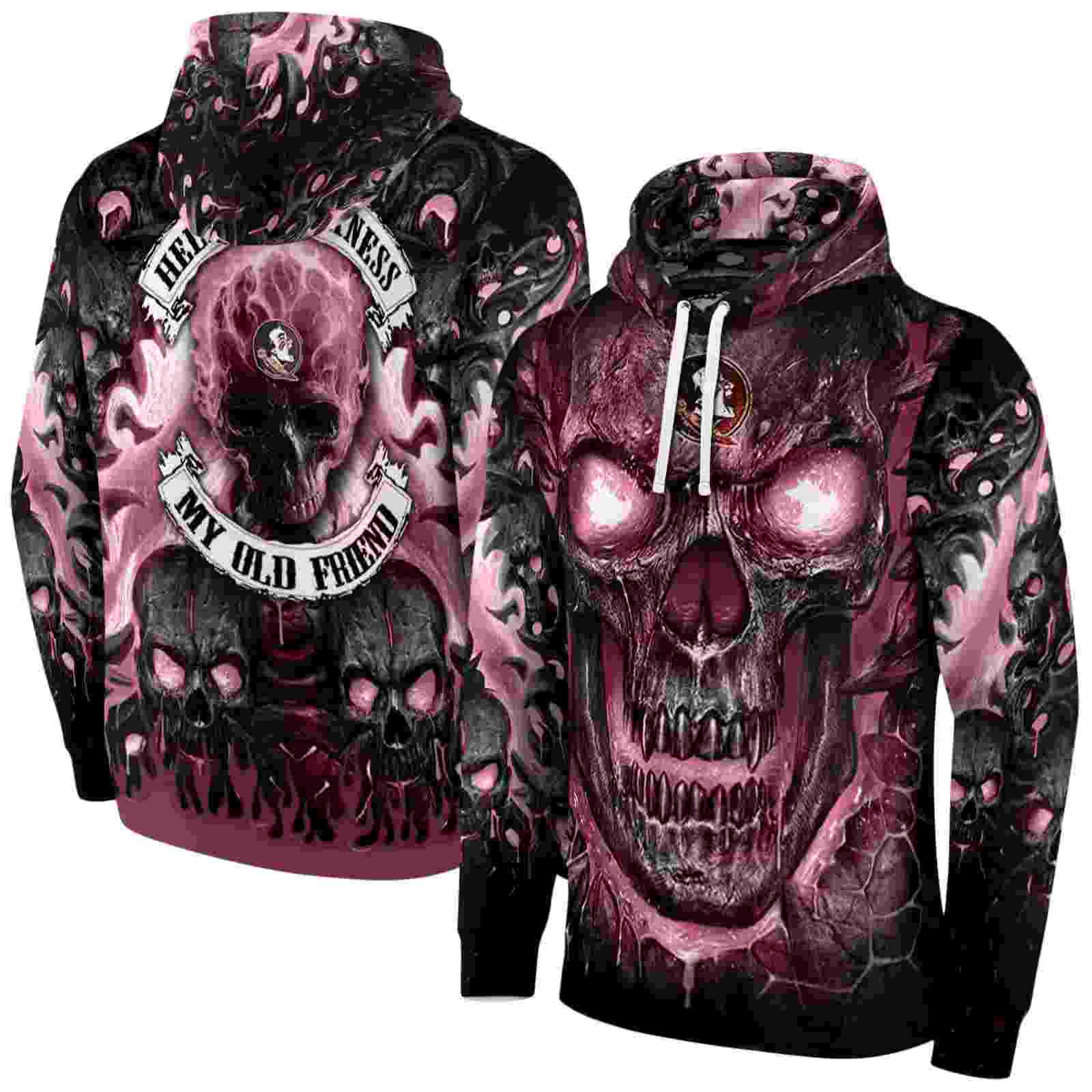 florida state seminoles demonic skull garnet black hoodie fashion forward