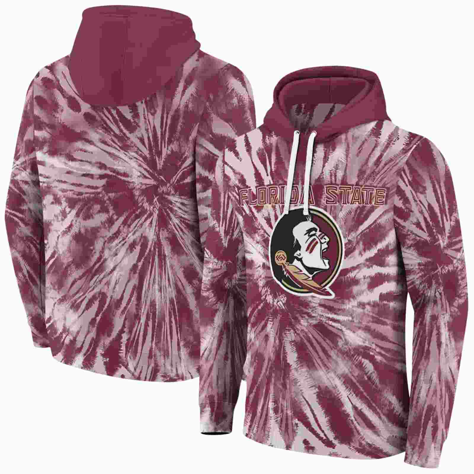 florida state seminoles tie dye pattern garnet hoodie fashion forward
