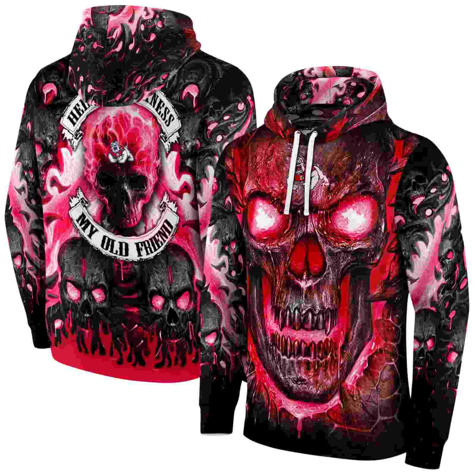 fresno state bulldogs demonic skull red black hoodie fashion forward