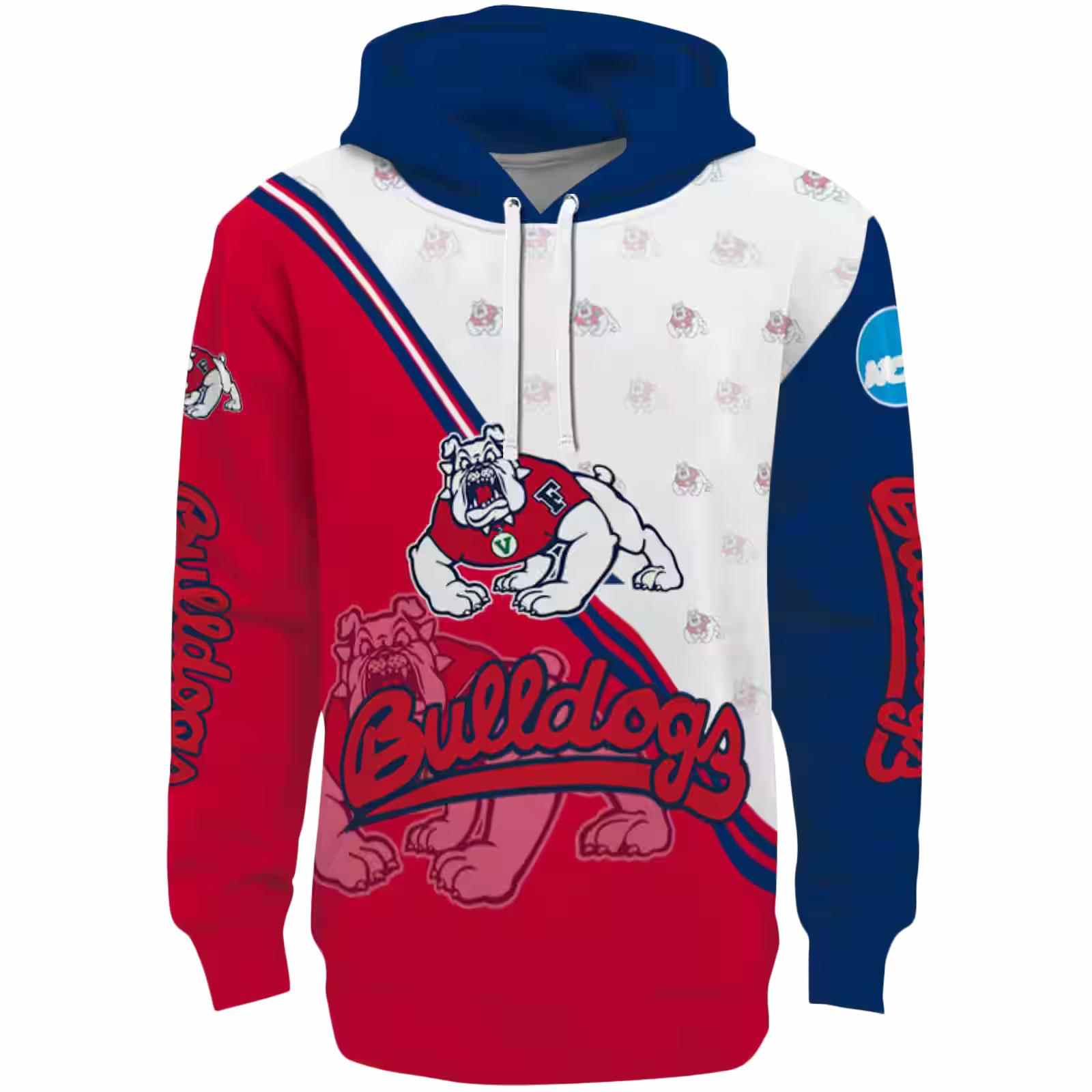 Fresno State Bulldogs Diagonal Stripe Red White Hoodie
