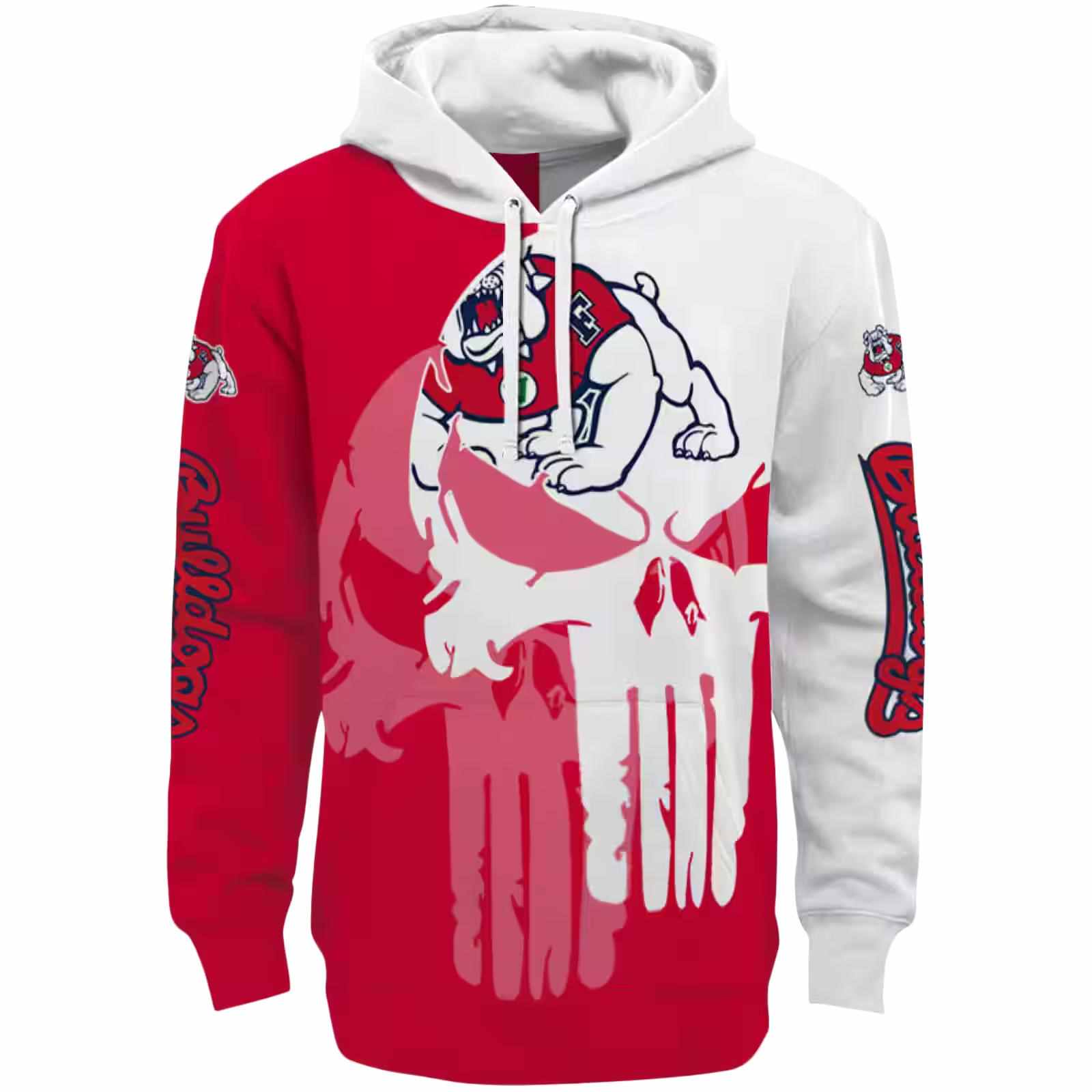Fresno State Bulldogs Graphic Punisher Red White Hoodie