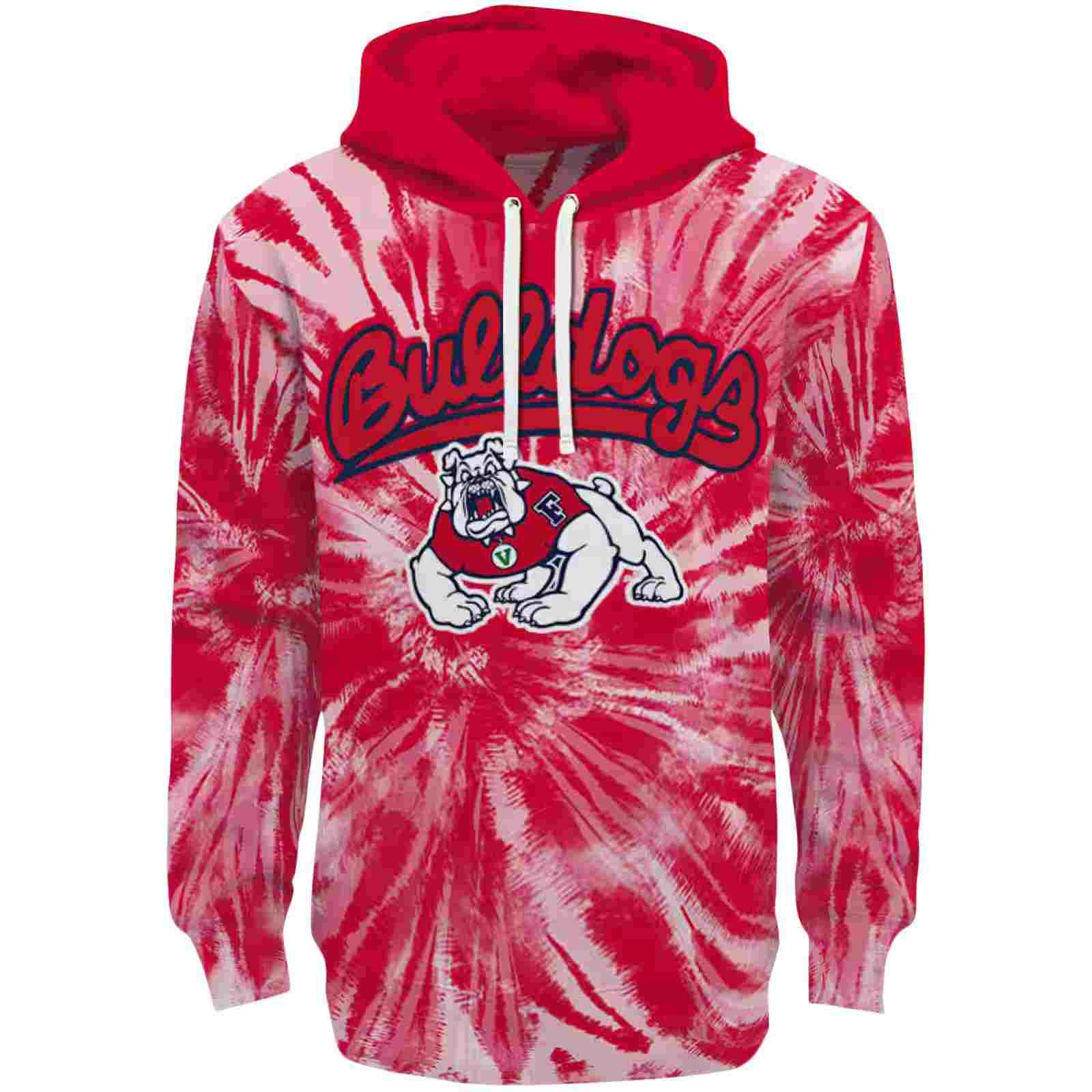 Fresno State Bulldogs Tie Dye Pattern Red Hoodie