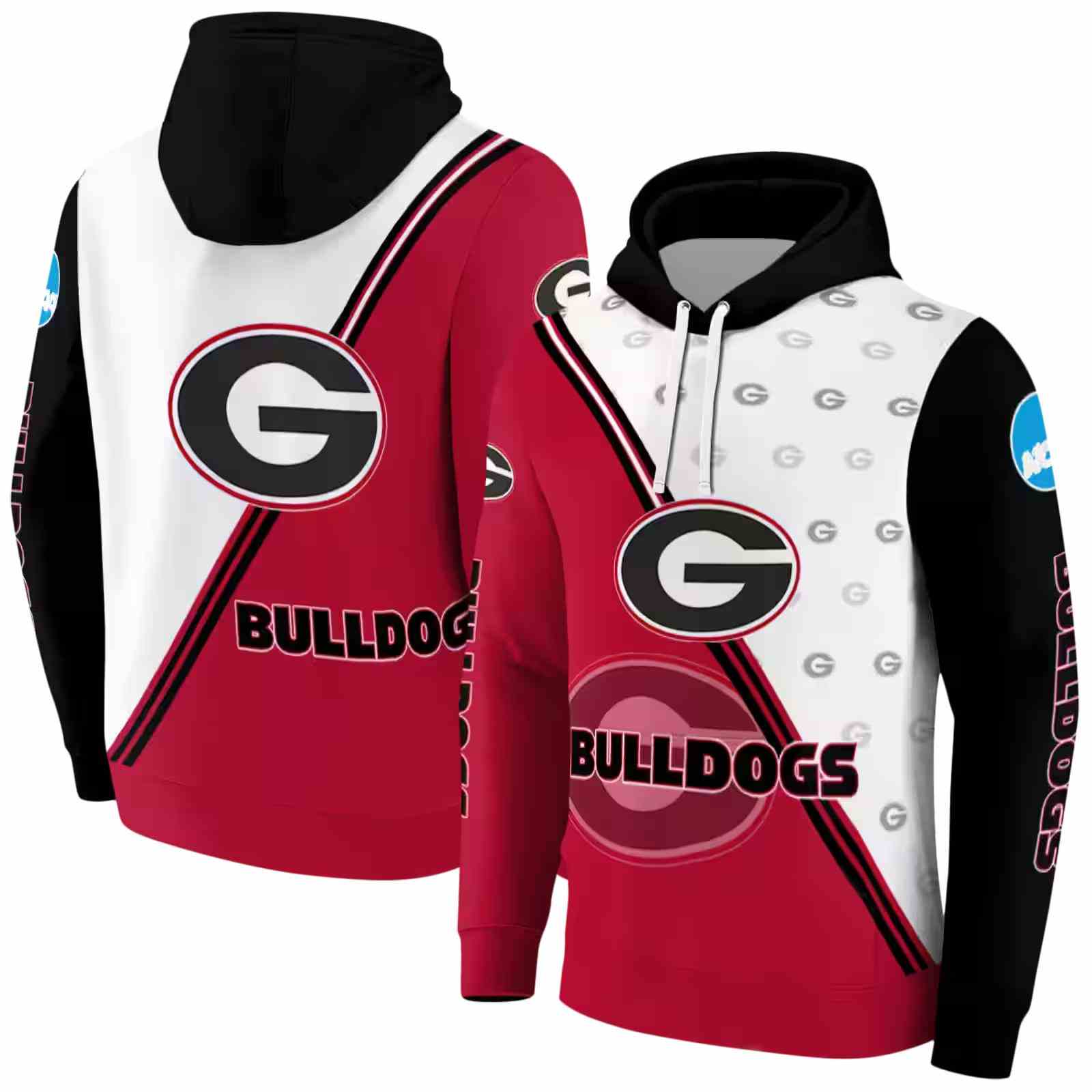 georgia bulldogs diagonal stripe red white hoodie fashion forward