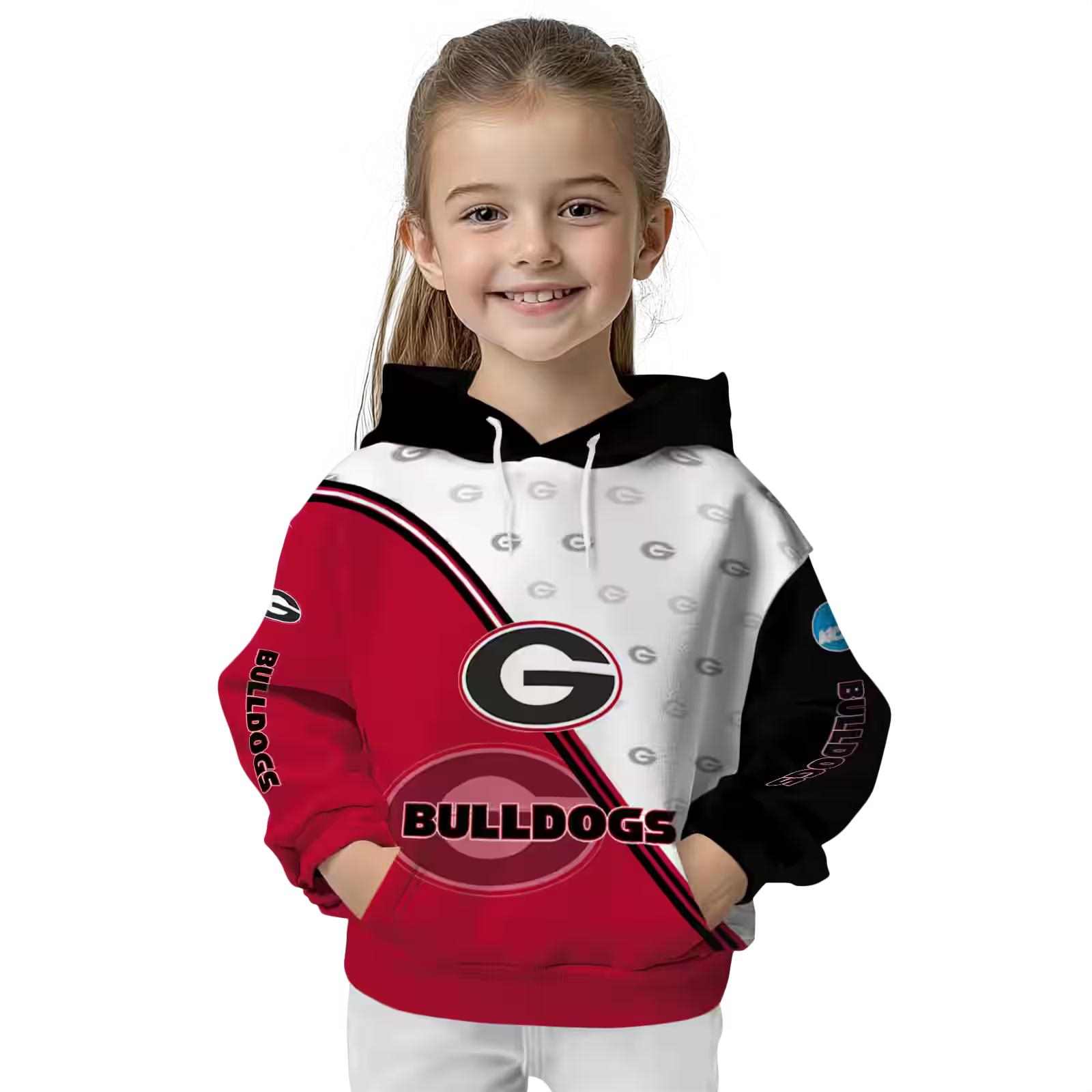 georgia bulldogs diagonal stripe red white hoodie top rated