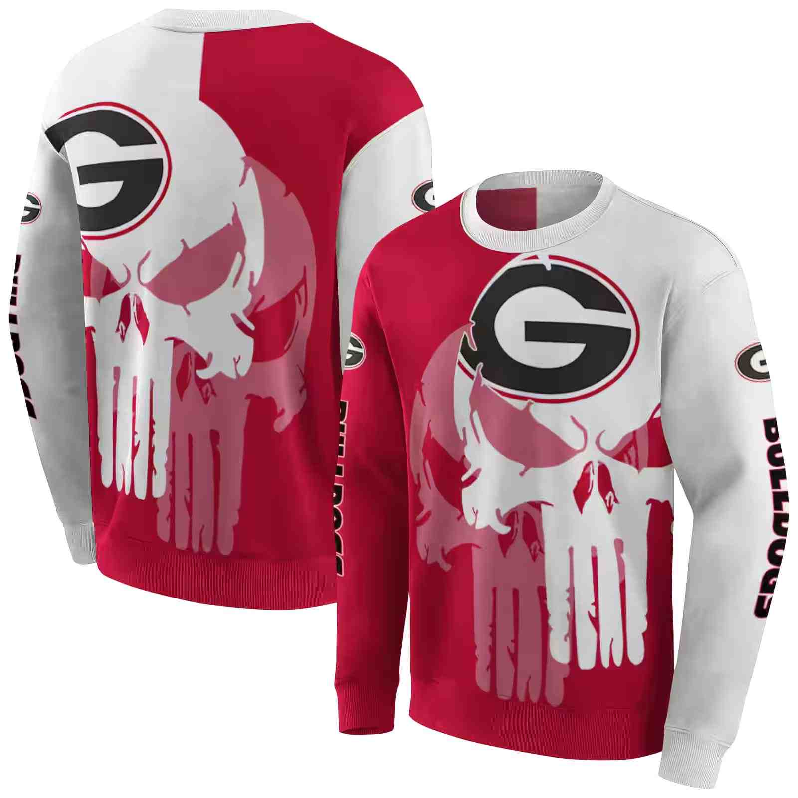 georgia bulldogs graphic punisher red white hoodie premium grade