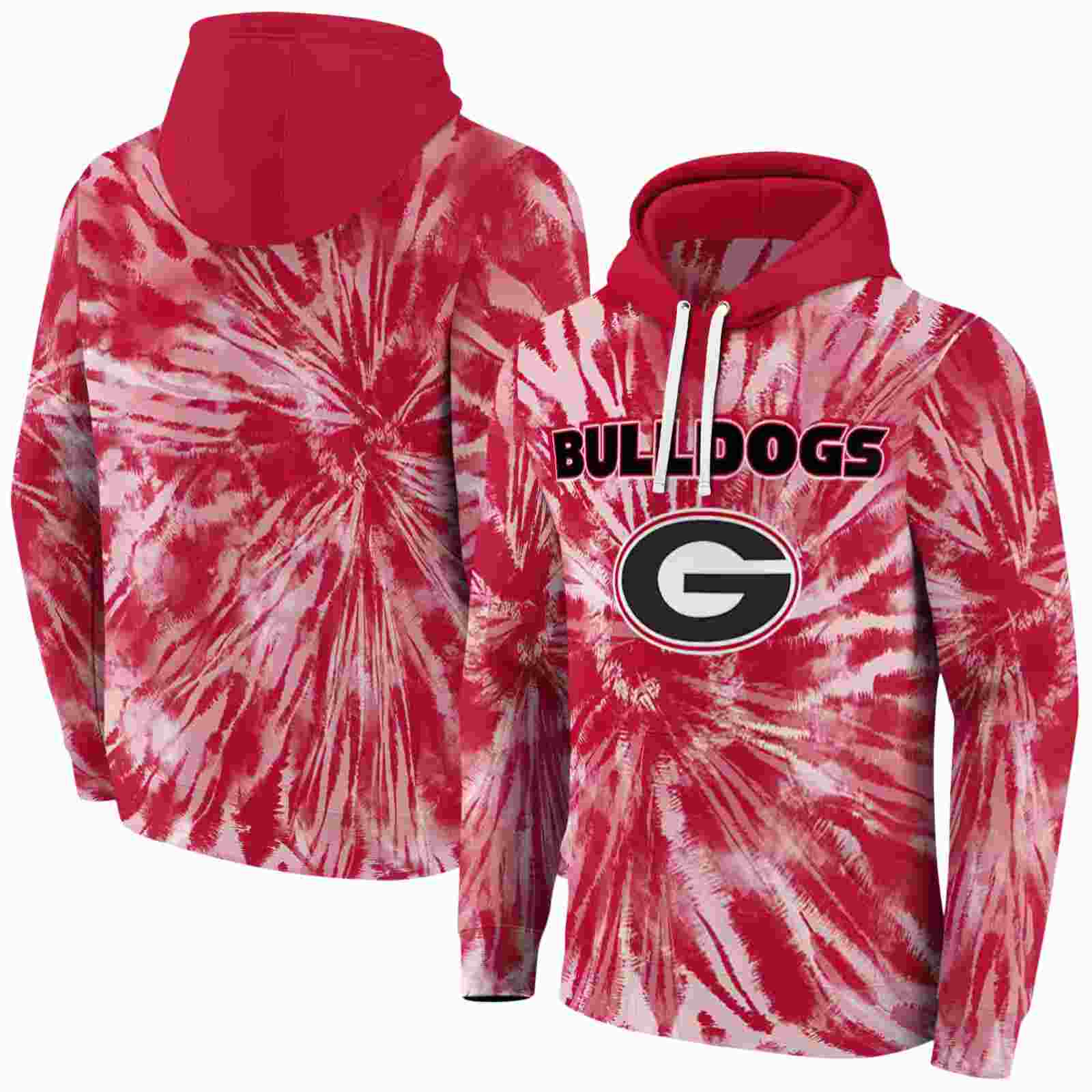 georgia bulldogs tie dye pattern red hoodie fashion forward