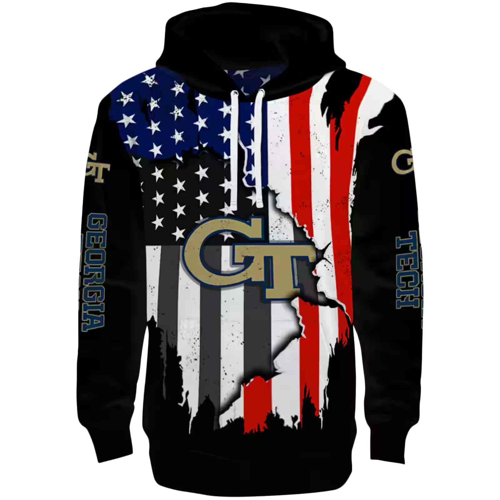 Georgia Tech Yellow Jackets American Pride Black Hoodie