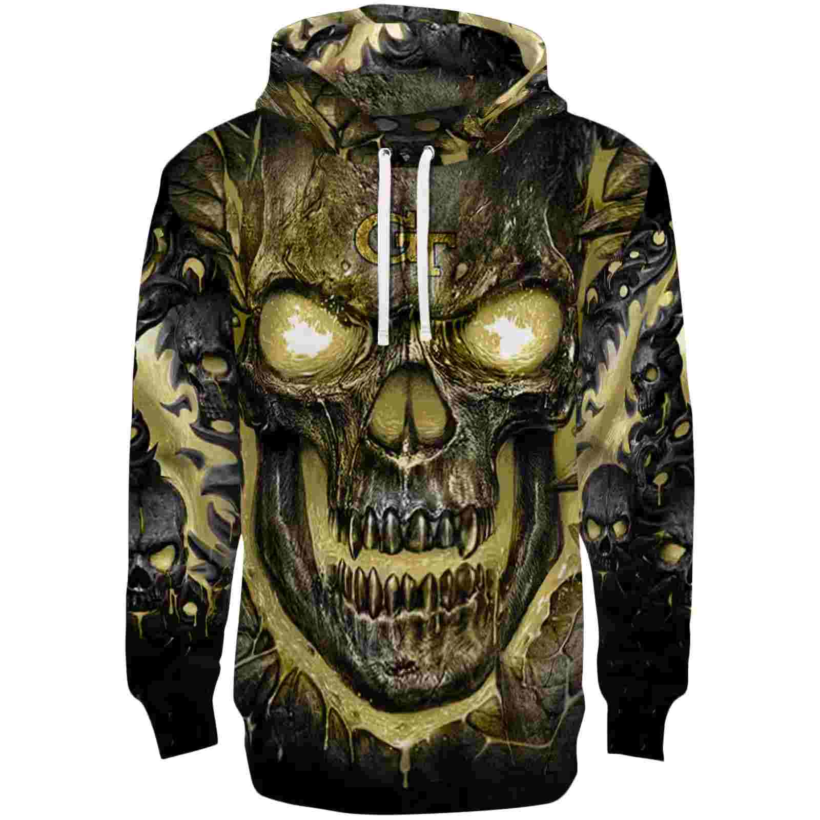 Georgia Tech Yellow Jackets Demonic Skull Gold Black Hoodie
