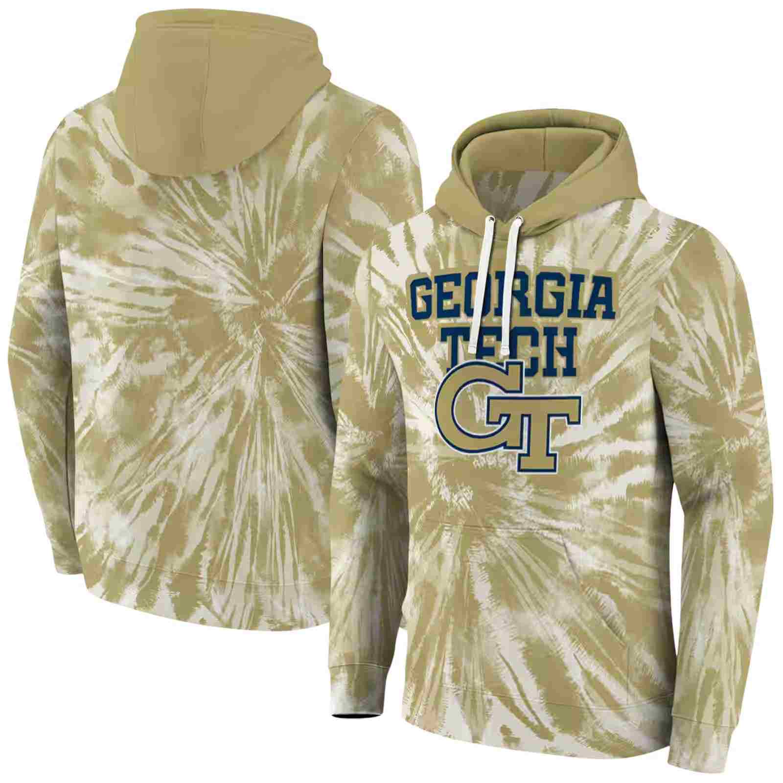 georgia tech yellow jackets tie dye pattern gold hoodie fashion forward
