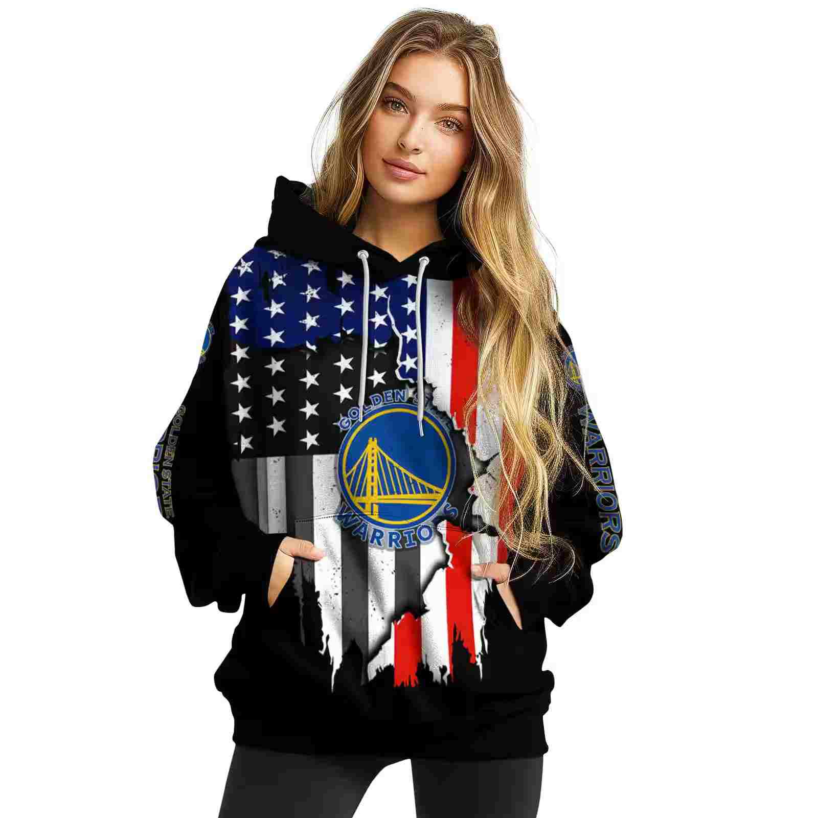 golden state warriors american pride black hoodie high quality