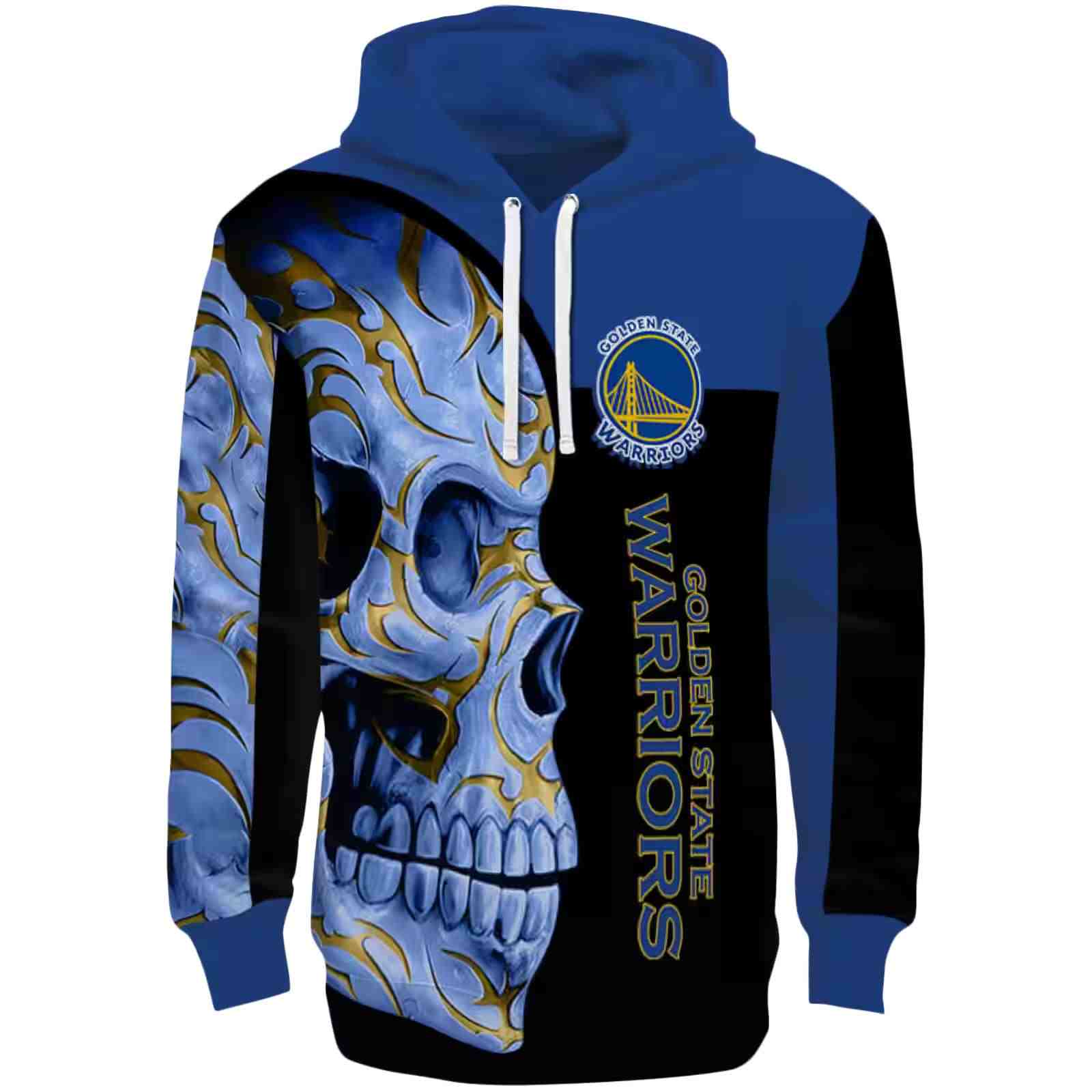 Golden State Warriors Skull Motif Blue Black Hoodie