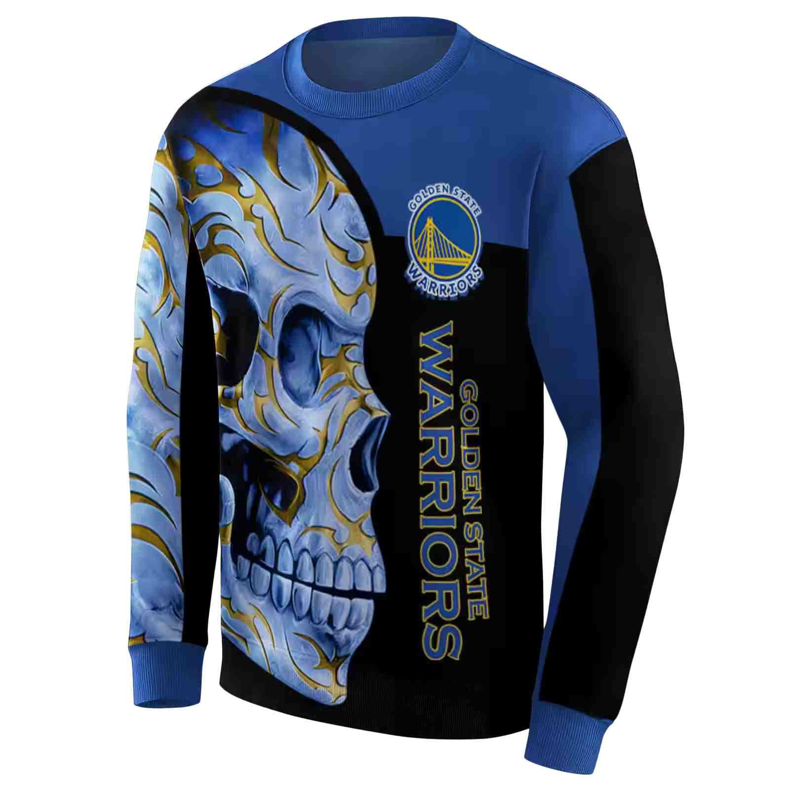 golden state warriors skull motif blue black hoodie new arrival