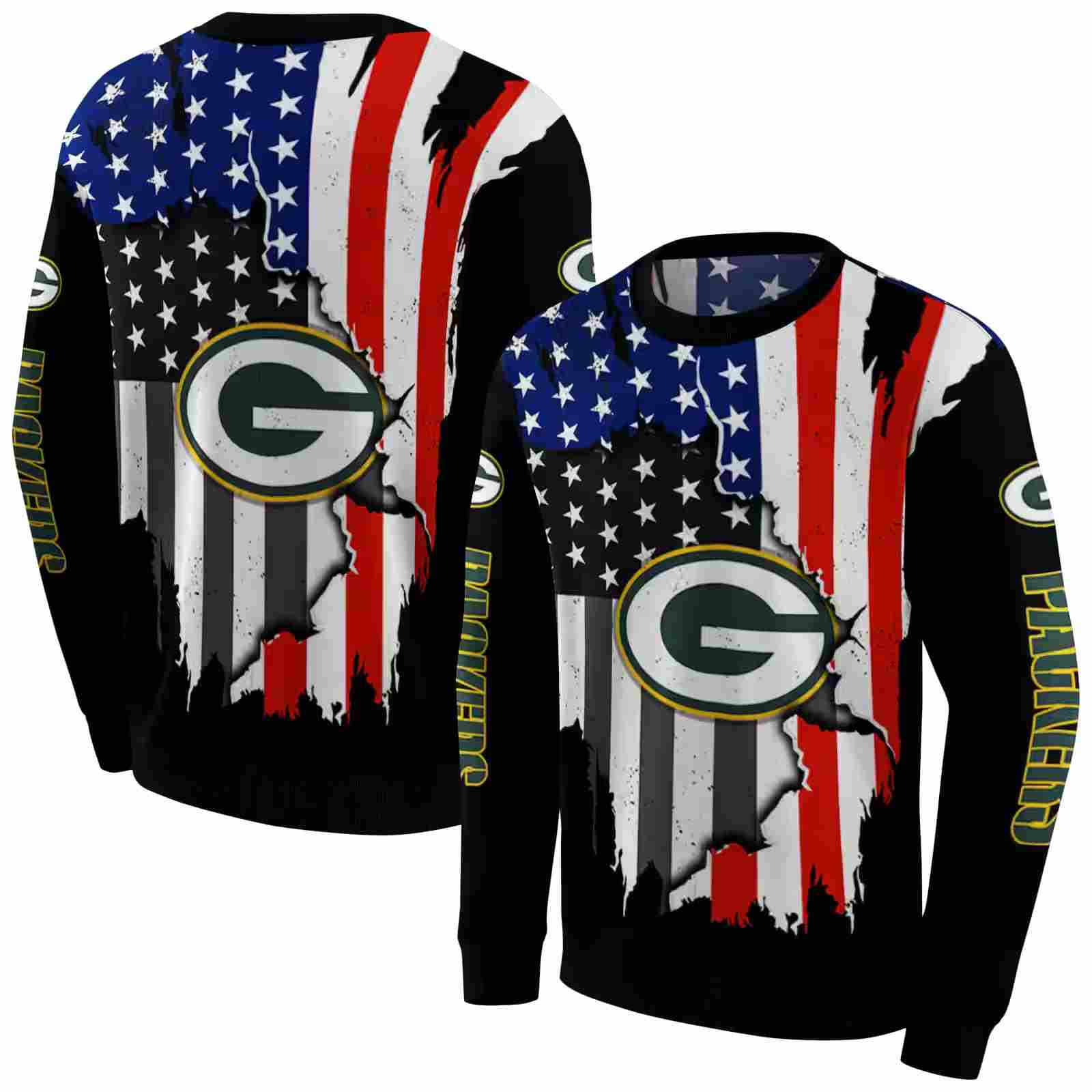 green bay packers american pride black hoodie premium grade