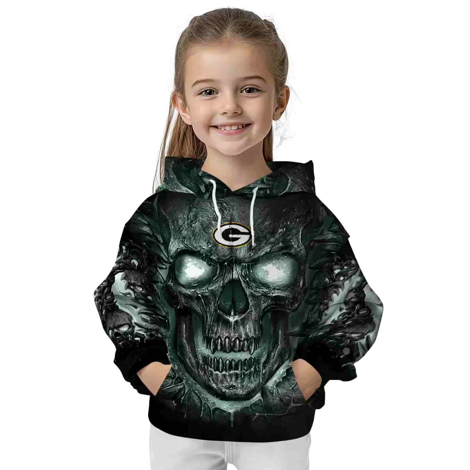 green bay packers demonic skull green black hoodie top rated