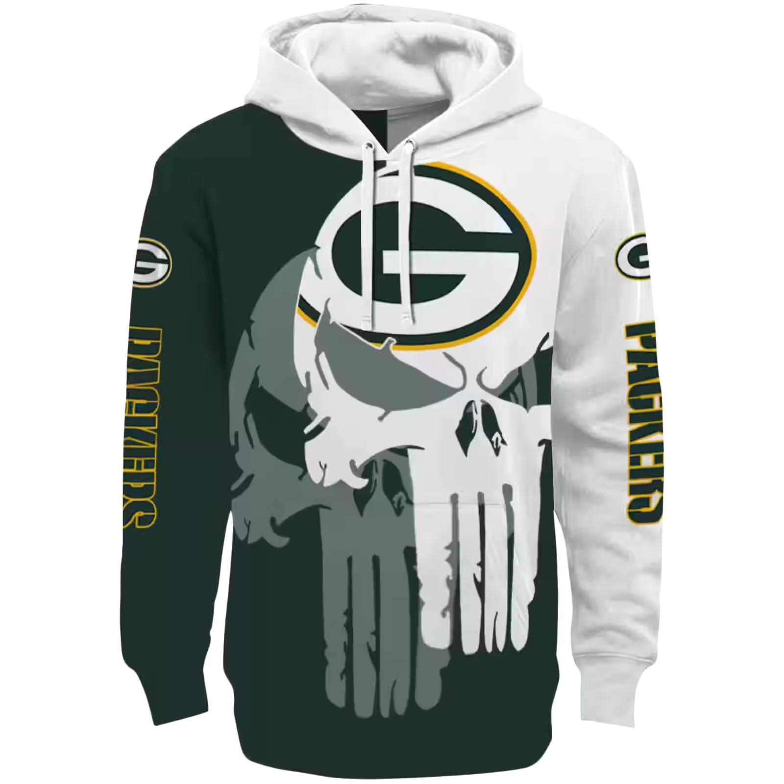 Green Bay Packers Graphic Punisher Green White Hoodie