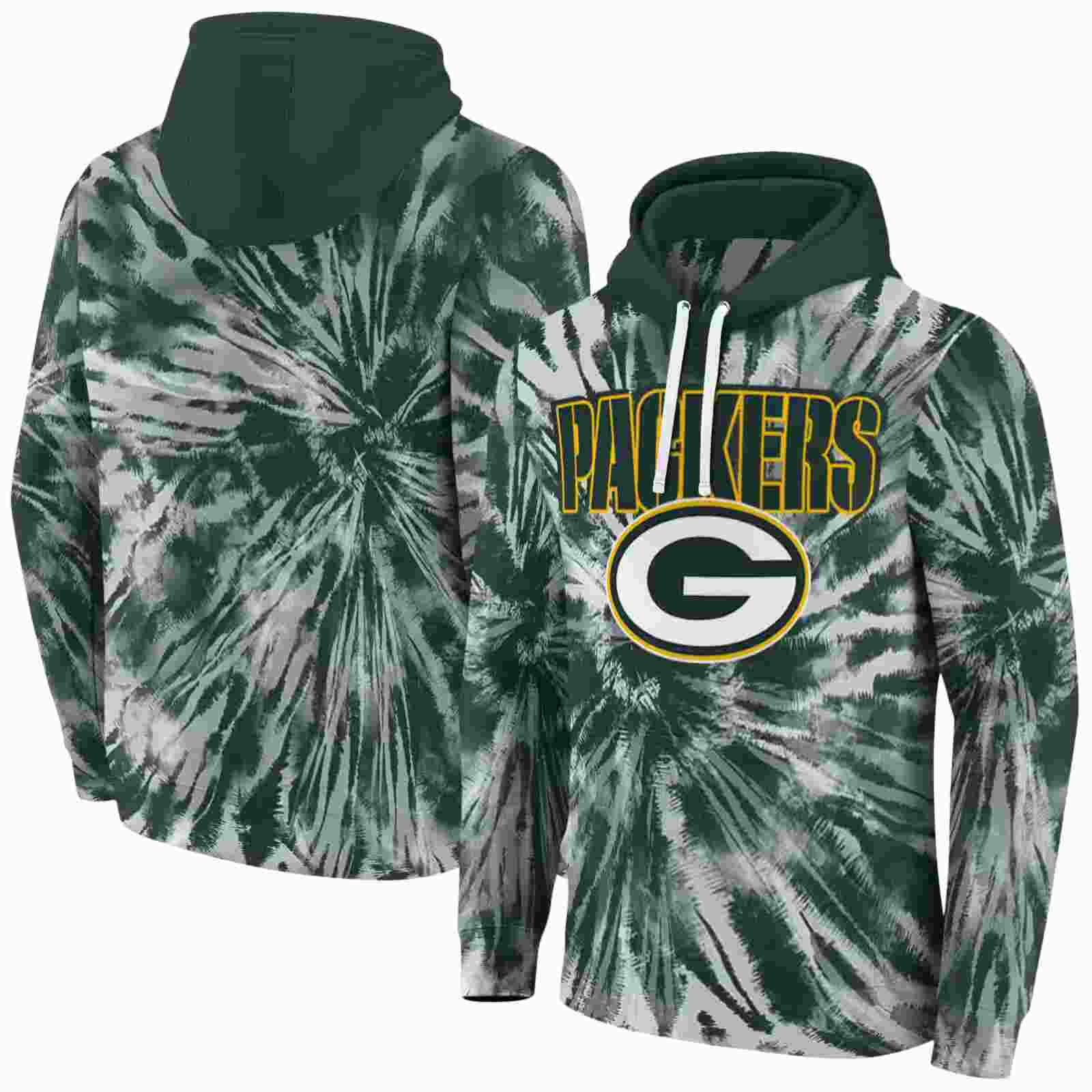 green bay packers tie dye pattern green hoodie fashion forward