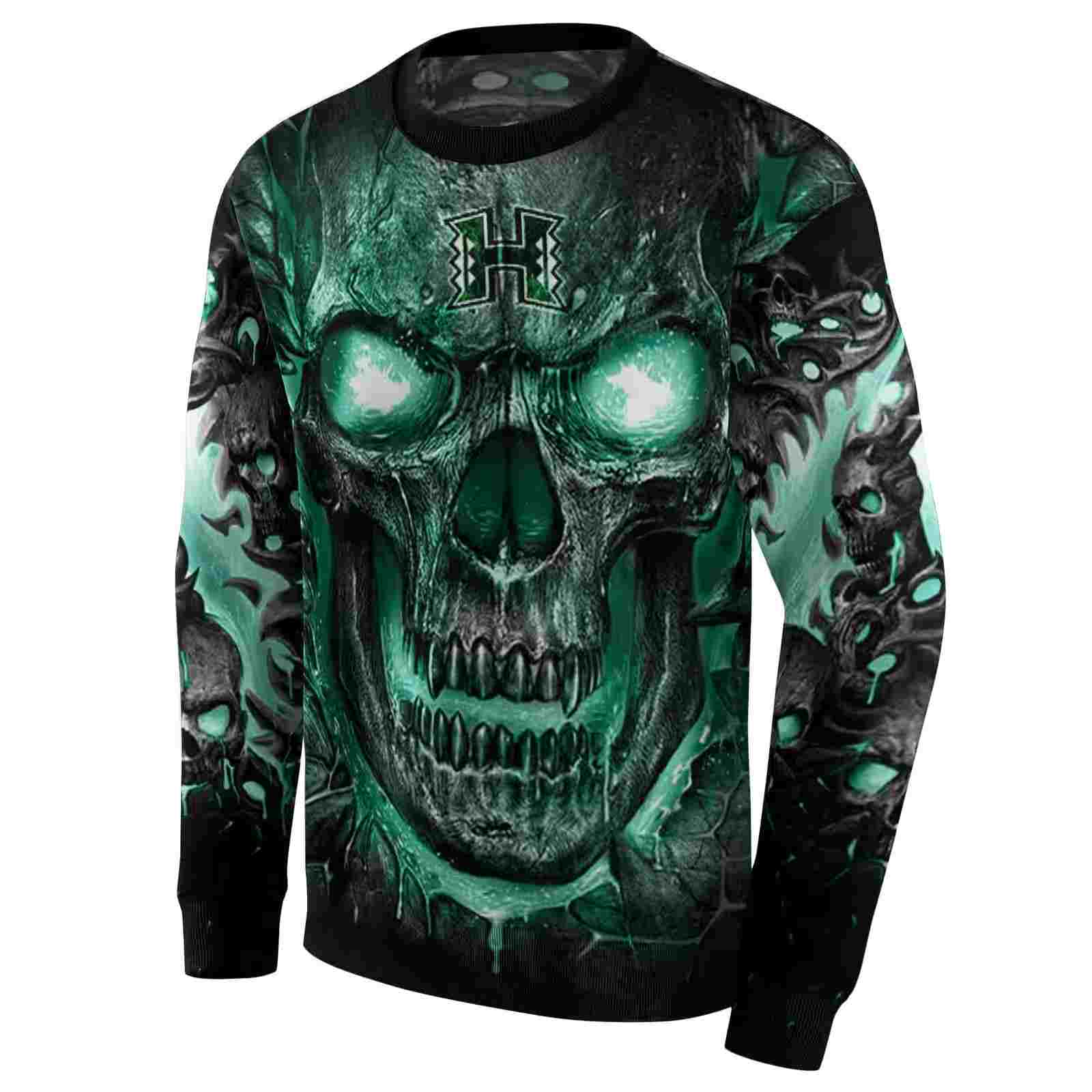 hawaii rainbow warriors demonic skull green black hoodie new arrival