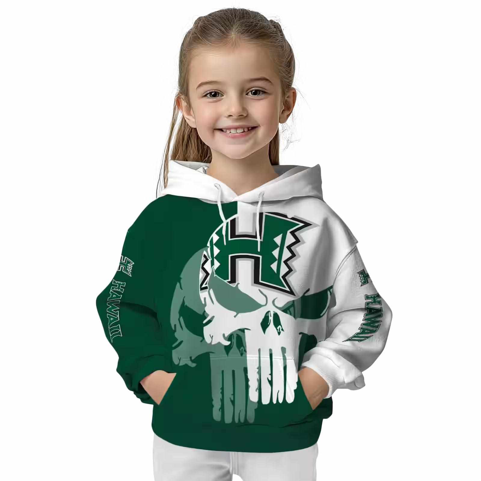 hawaii rainbow warriors graphic punisher green white hoodie top rated