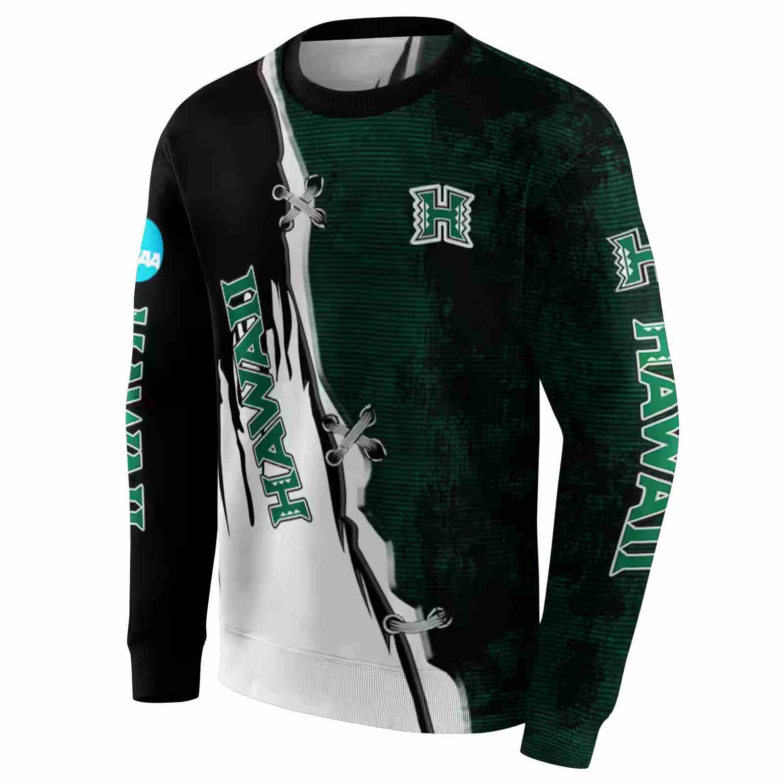 hawaii rainbow warriors ripped pattern green black white hoodie new arrival