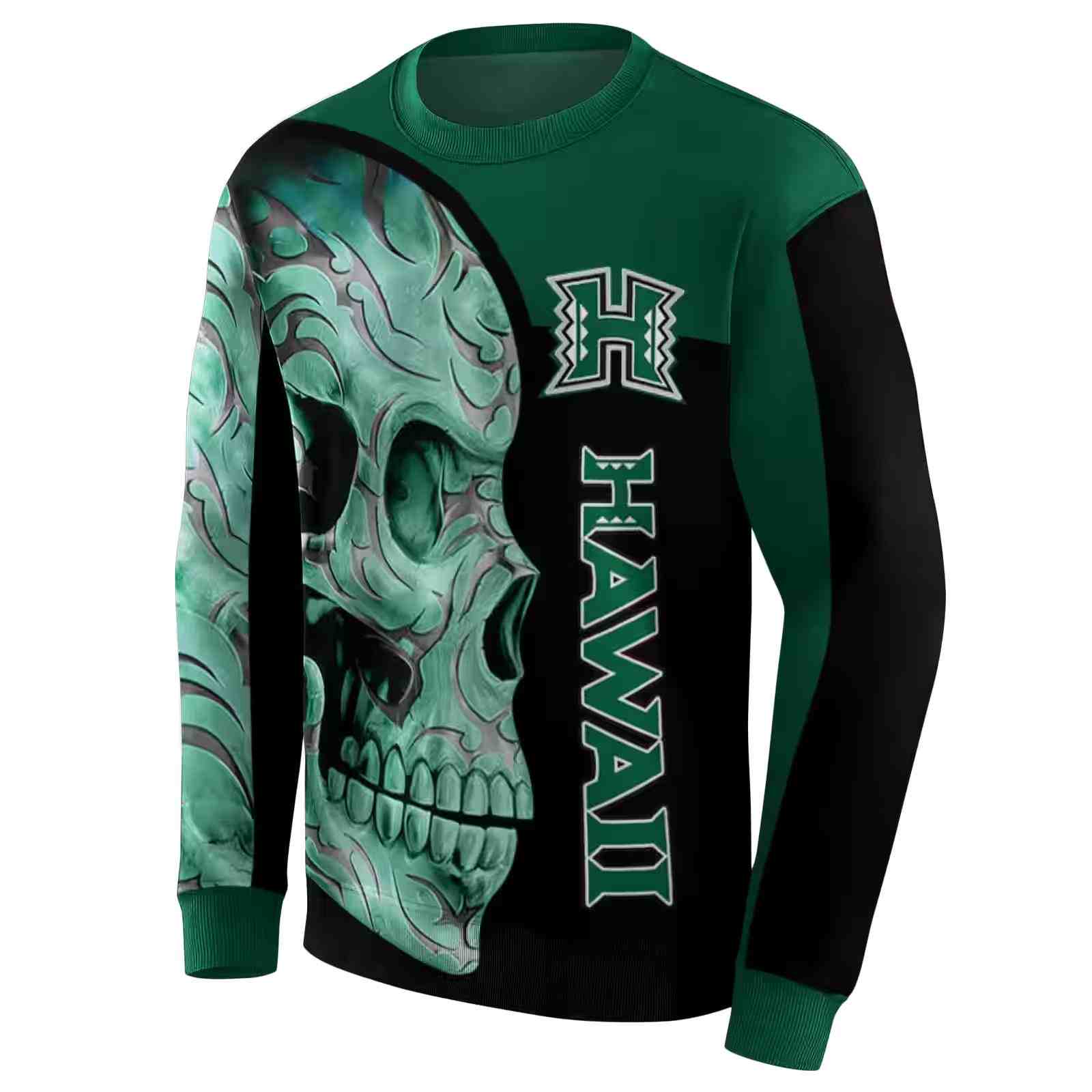 hawaii rainbow warriors skull motif green black hoodie new arrival