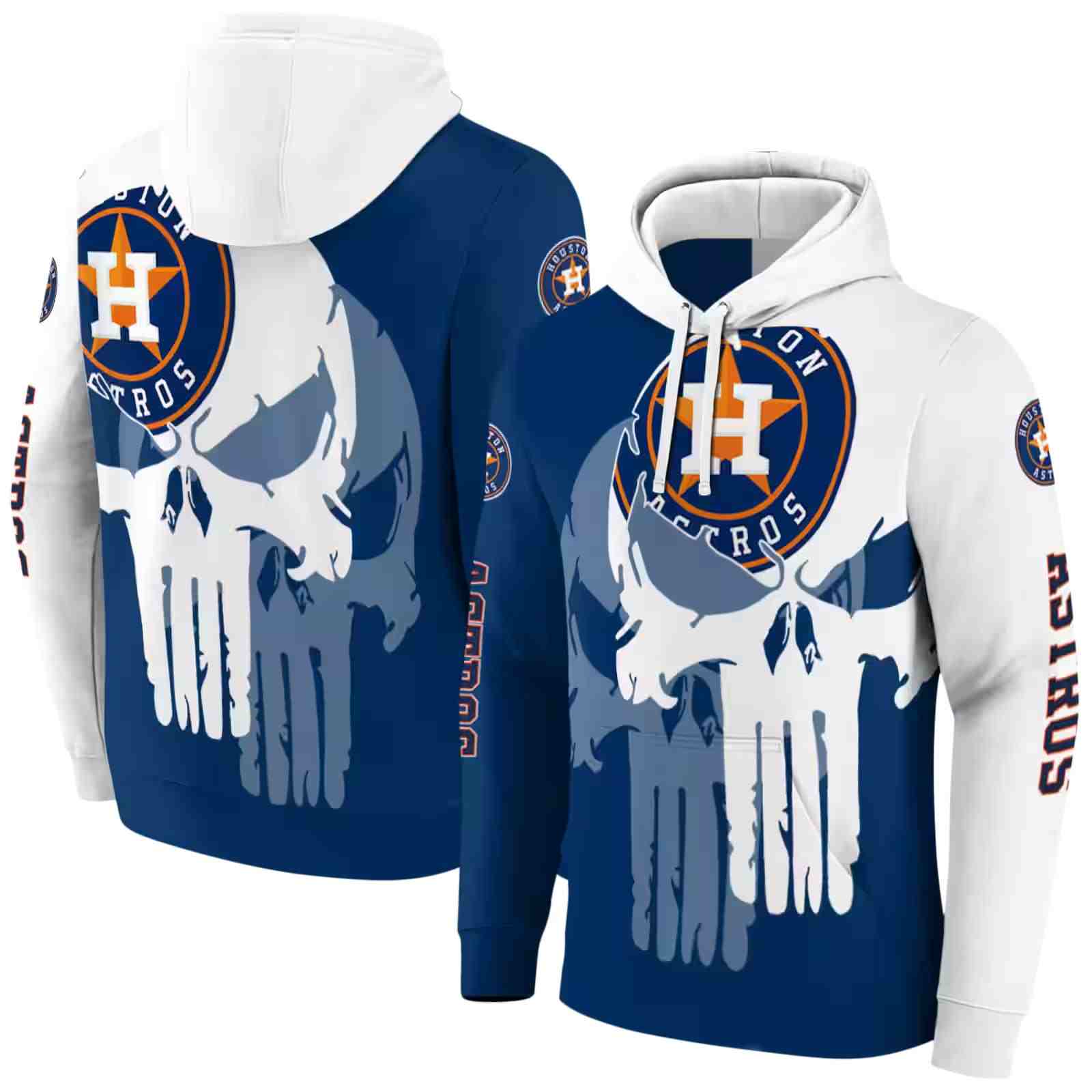 houston astros graphic punisher blue white hoodie fashion forward