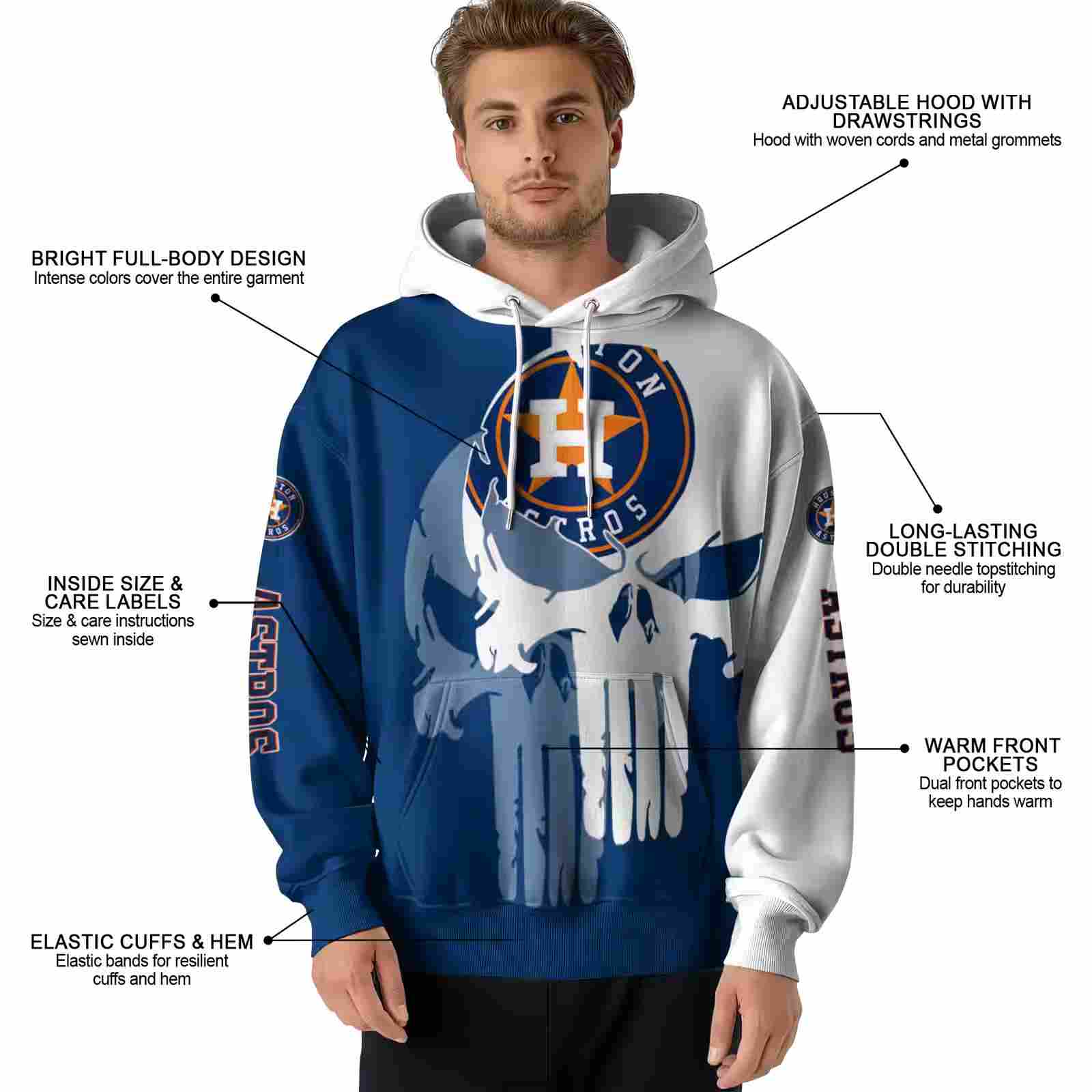 houston astros graphic punisher blue white hoodie latest model