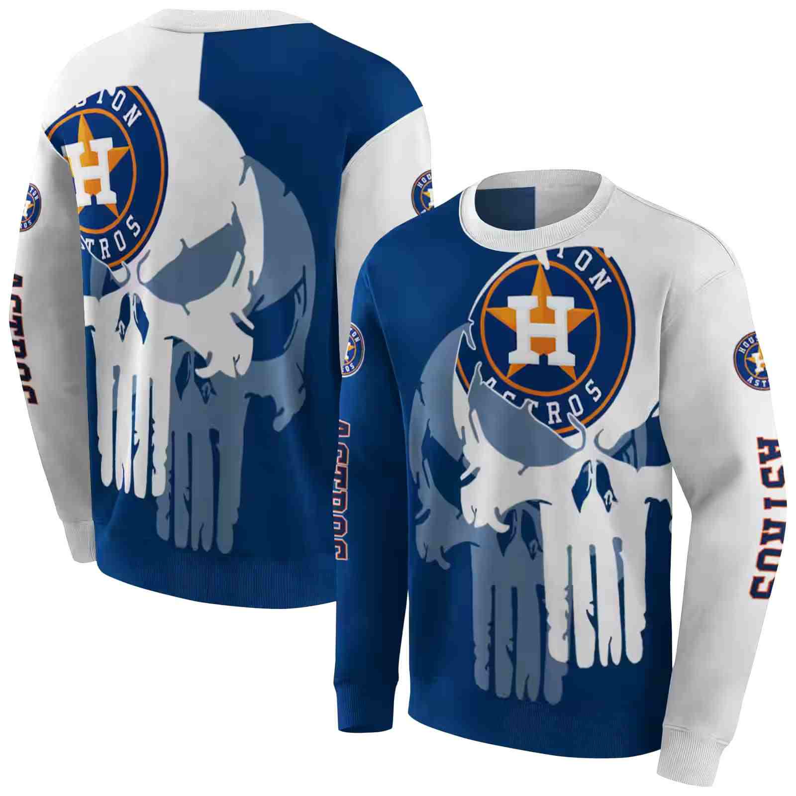 houston astros graphic punisher blue white hoodie premium grade