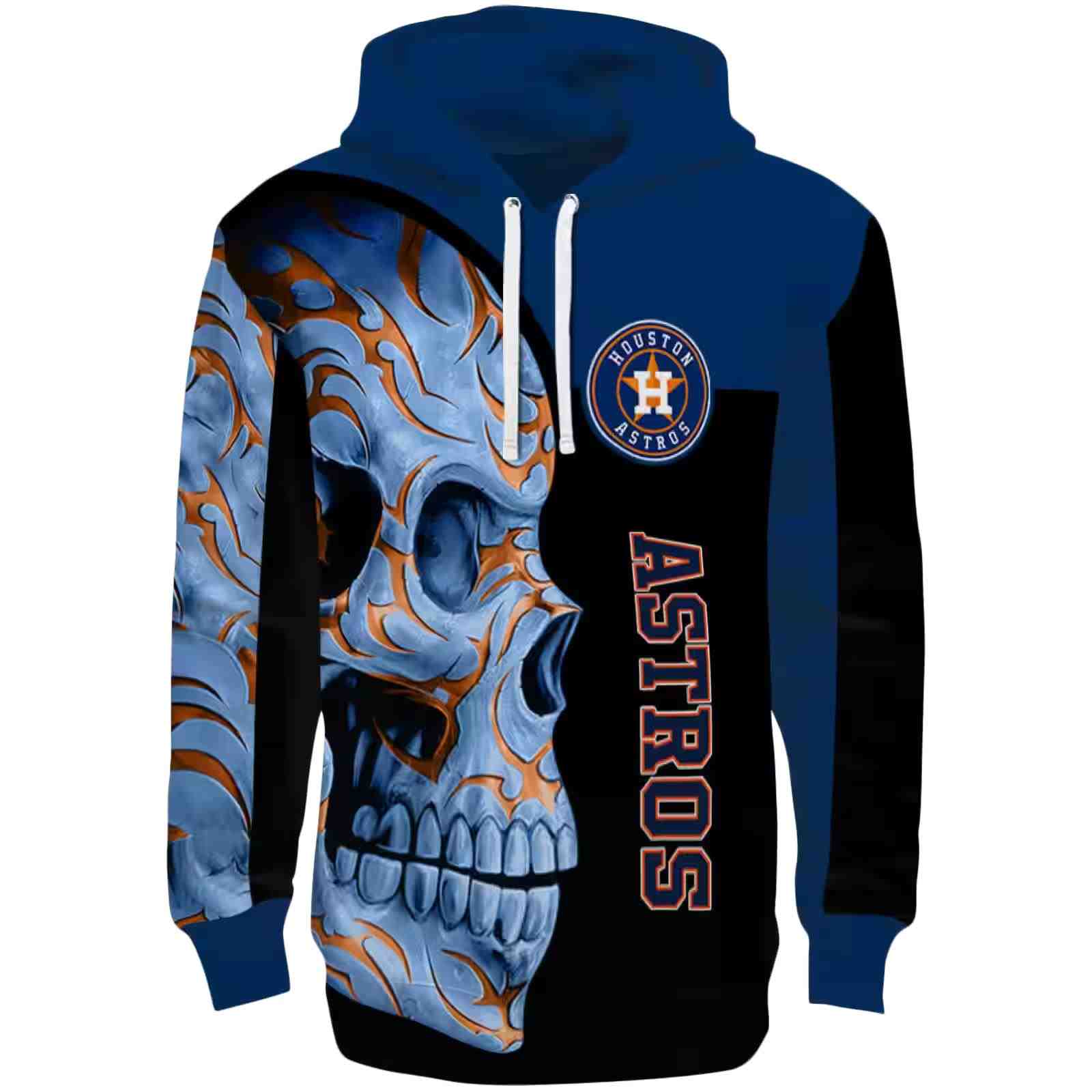 Houston Astros Skull Motif Blue Black Hoodie