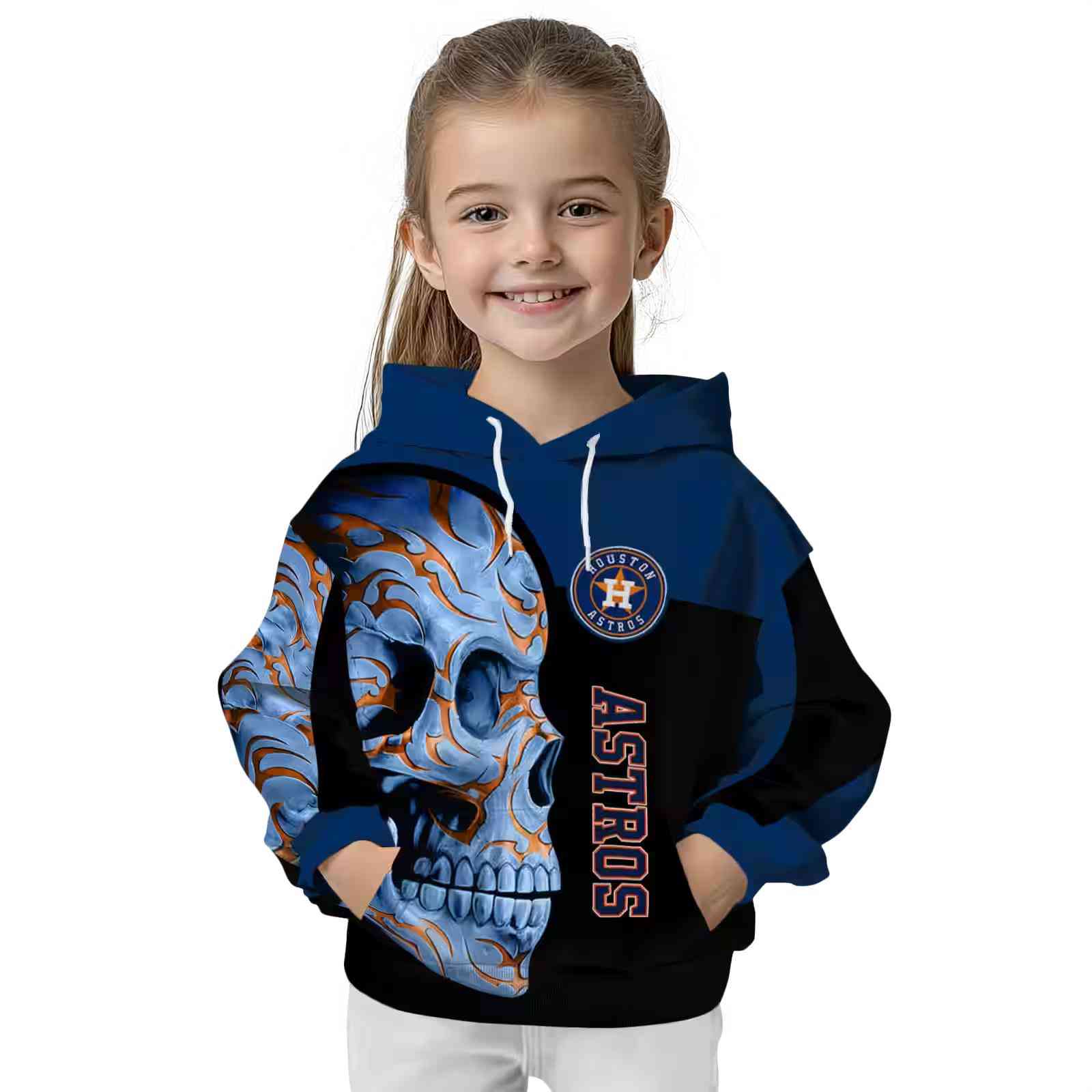 houston astros skull motif blue black hoodie top rated