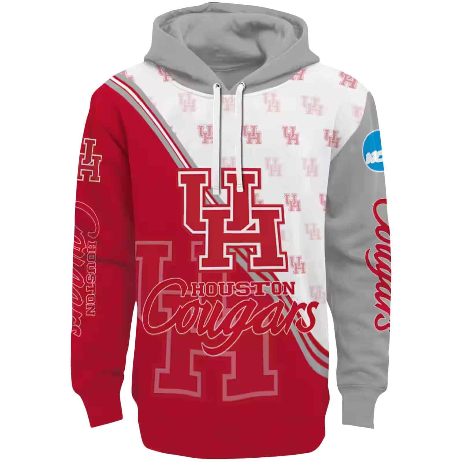 Houston Cougars Diagonal Stripe Red White Hoodie