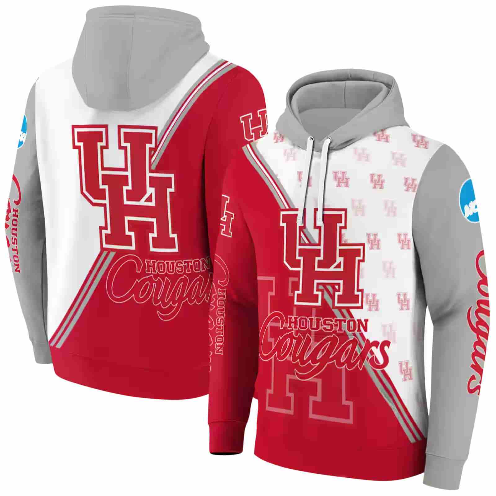 houston cougars diagonal stripe red white hoodie fashion forward