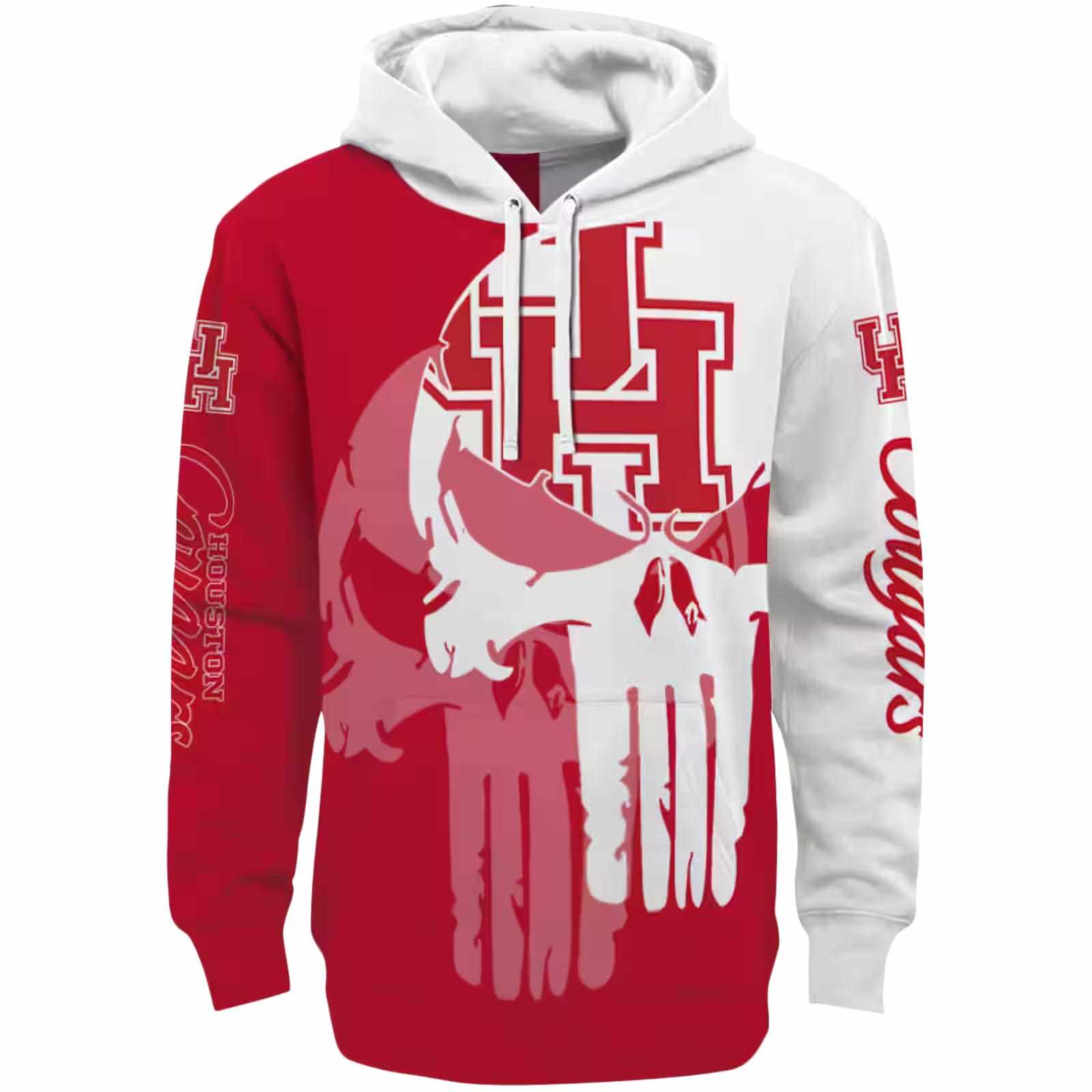 Houston Cougars Graphic Punisher Red White Hoodie