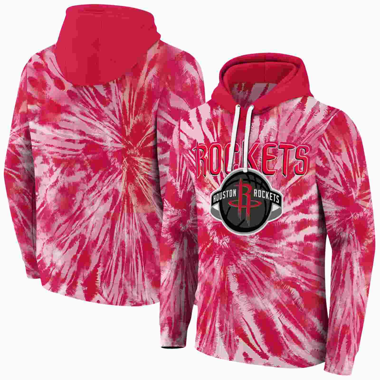 houston rockets tie dye pattern red hoodie fashion forward