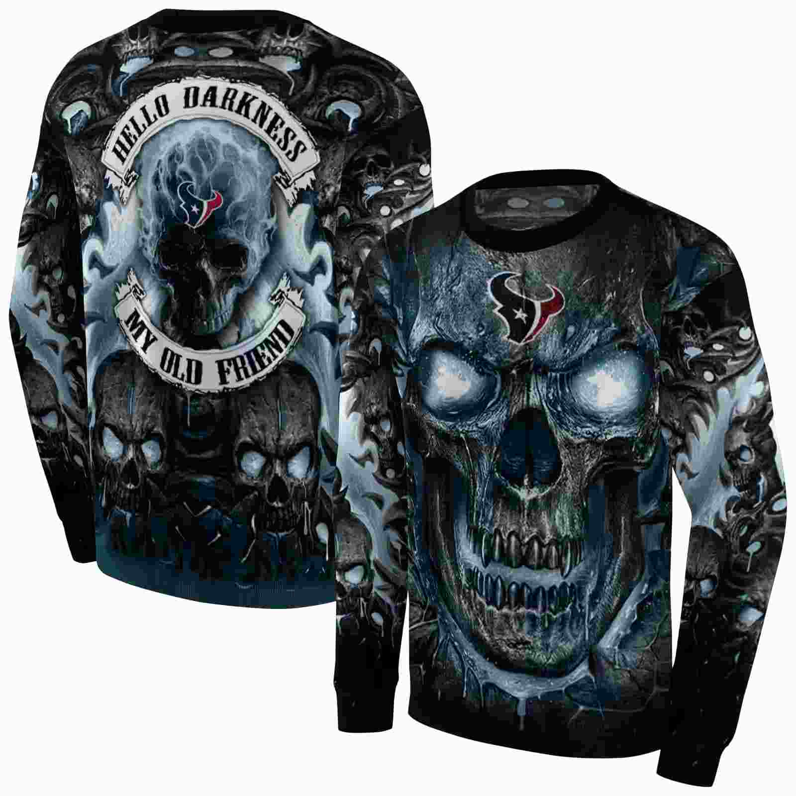 houston texans demonic skull blue black hoodie premium grade