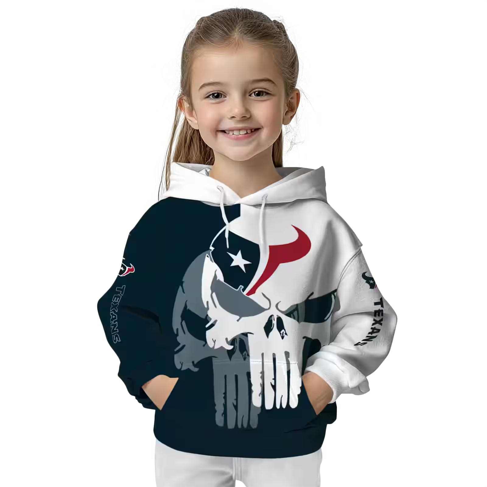 houston texans graphic punisher blue white hoodie top rated